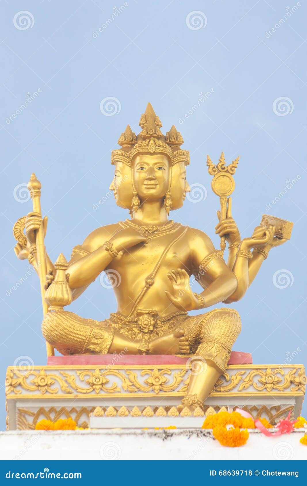 Brahma Statue In The Public Forest Temple. Brahma Is A Creator God In