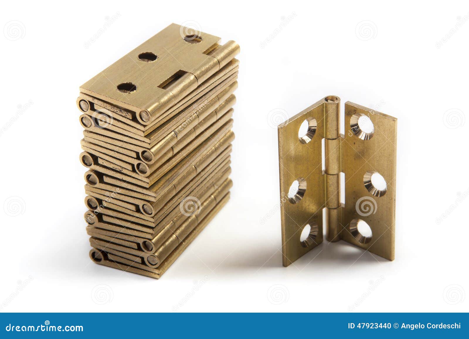 Hinges for Doors. Golden Brass. on White Stock Photo Image of life