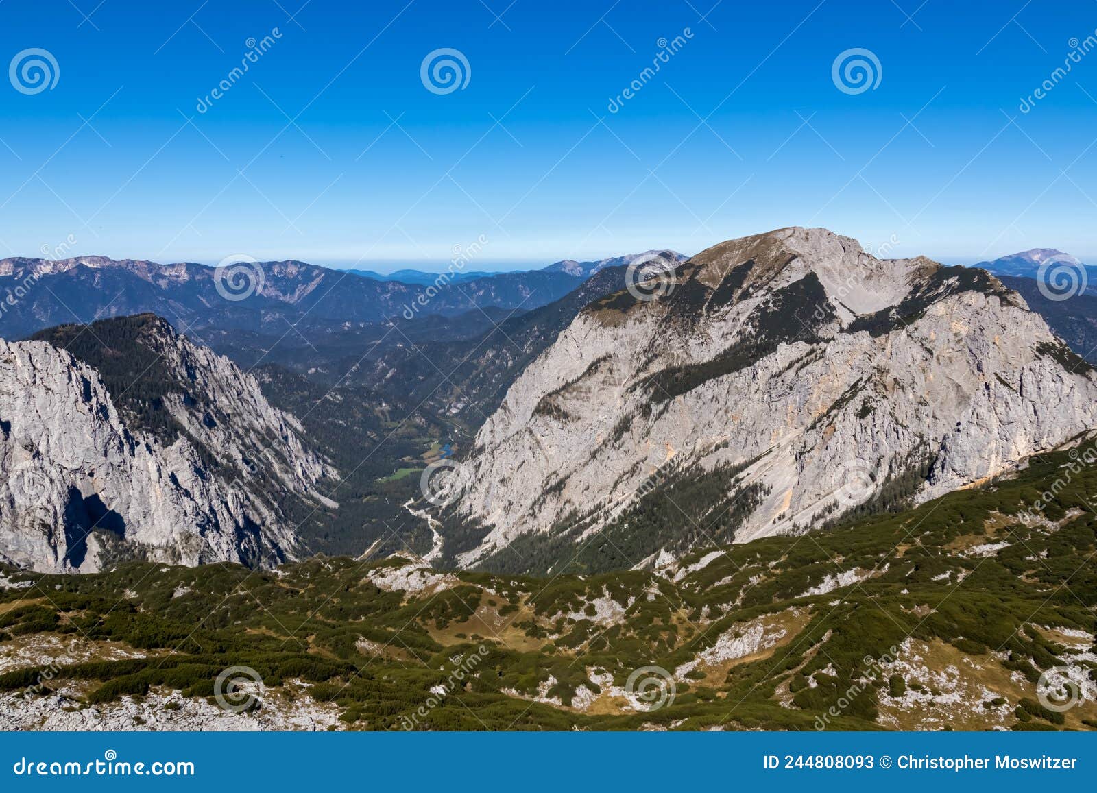 hinterer polster - a scenic view on the hochschwab mountain region in styria, austrian alps. sunny summer day