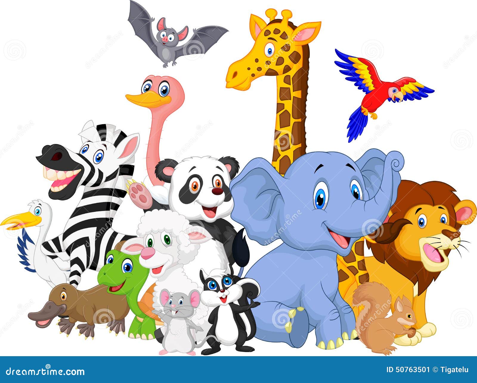 Hintergrund Der Wilden Tiere Der Karikatur Vektor Abbildung