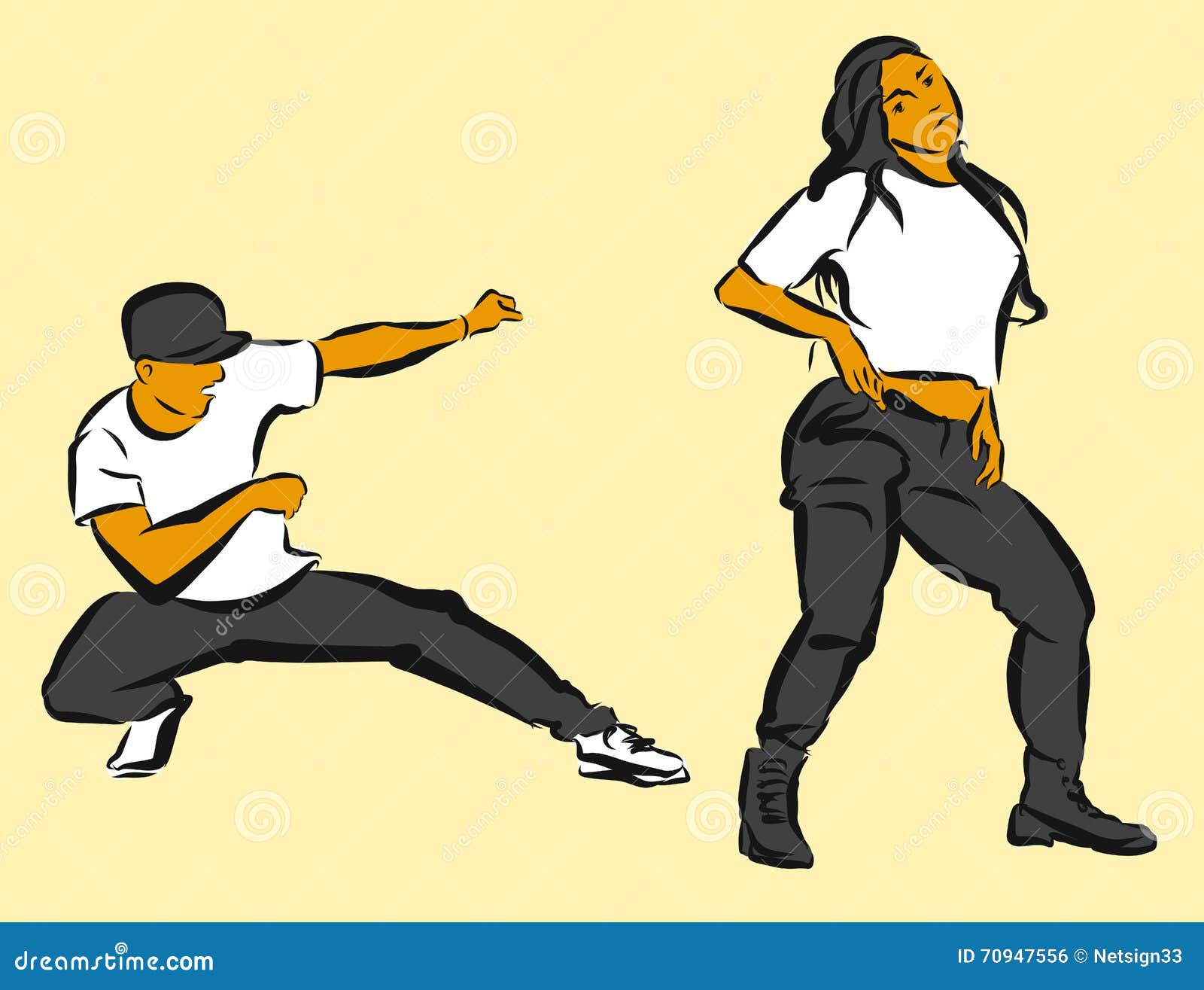 Download Hip Hop Choreography Vector Illustration | CartoonDealer.com #70947556