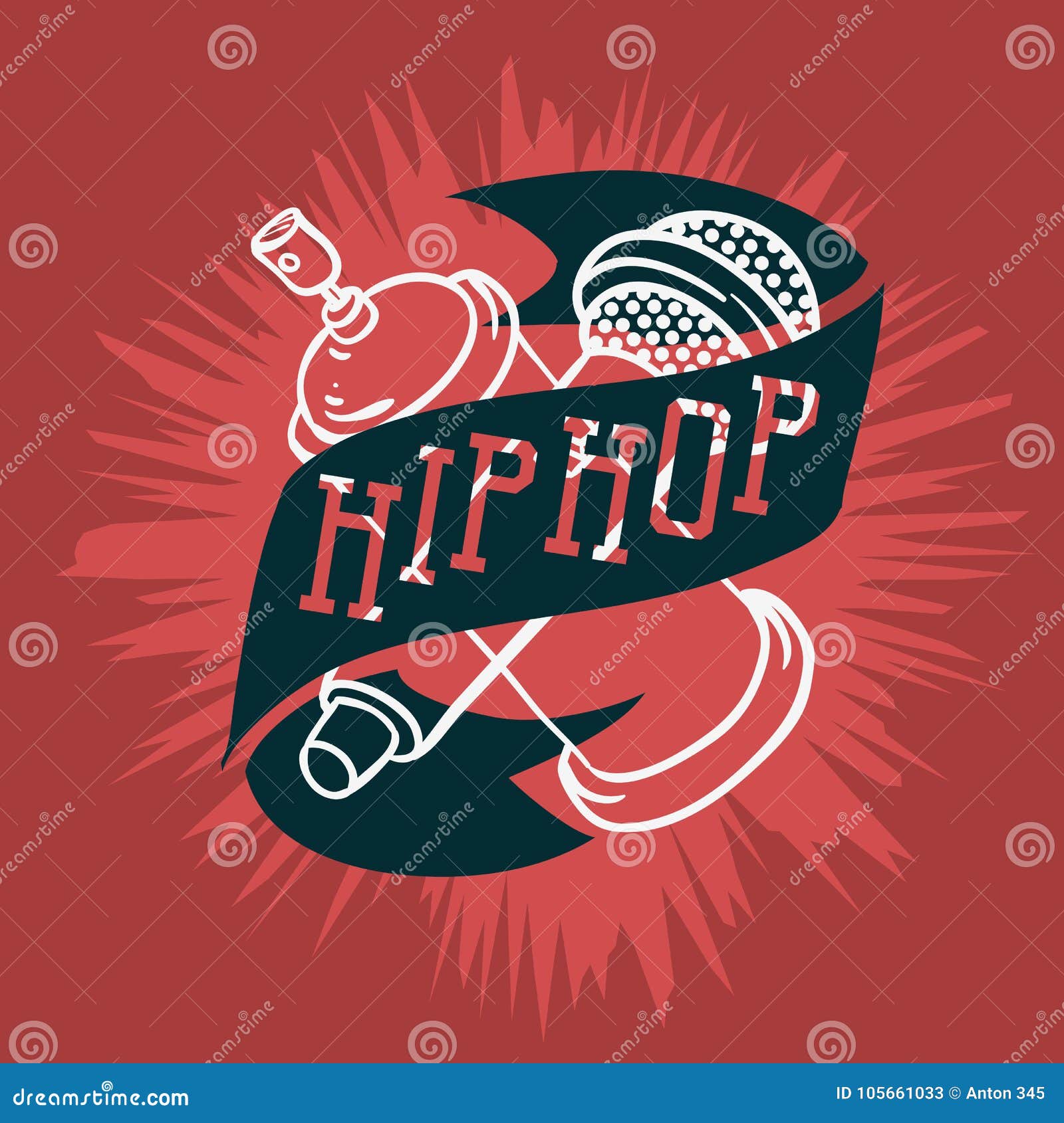 Hip Hop Logo Emblem Sign Label Design Med En Mikrofon Vektor ...