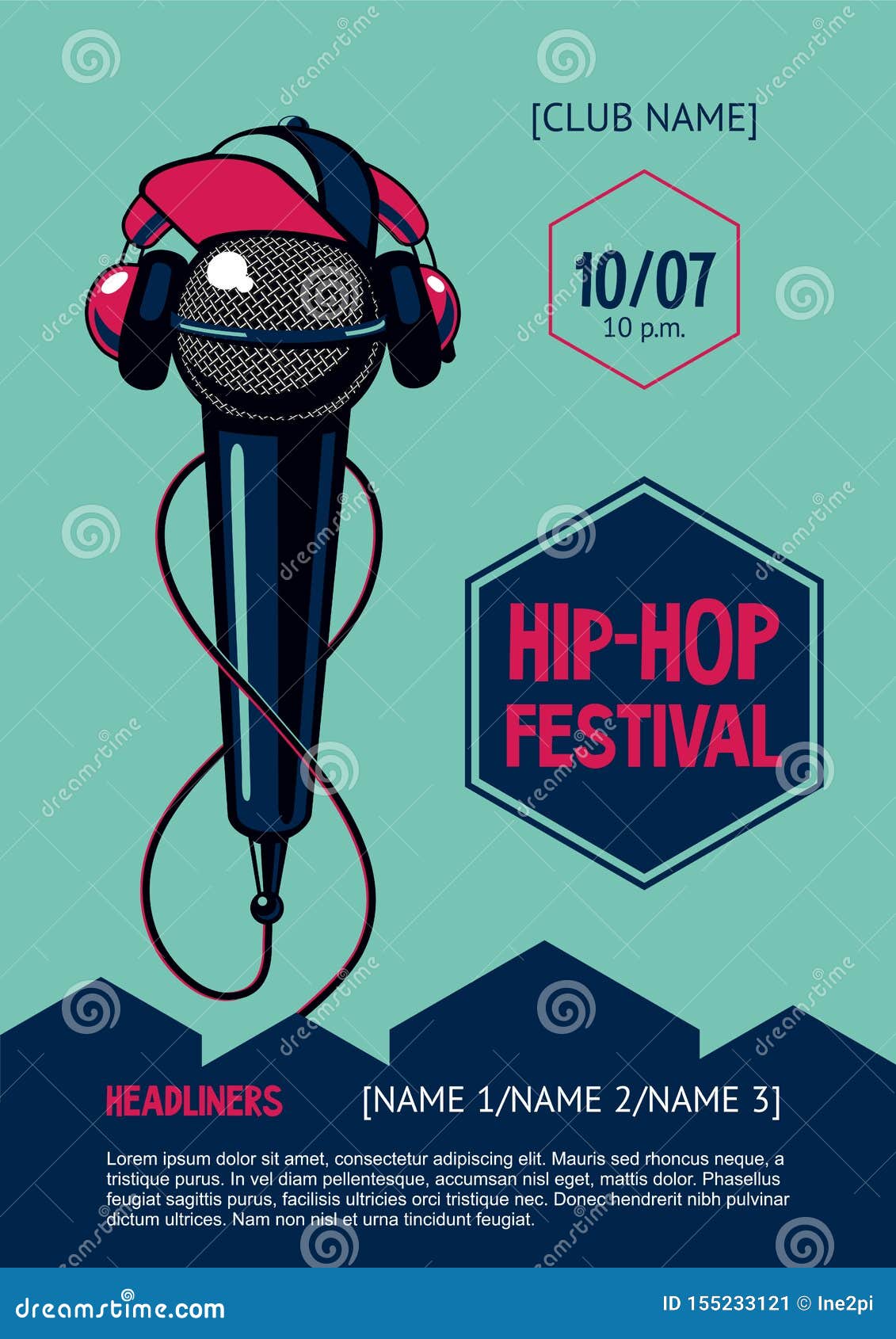 Rap battle, concert hip-hop music.Template design, flyer, poster Stock  Vector