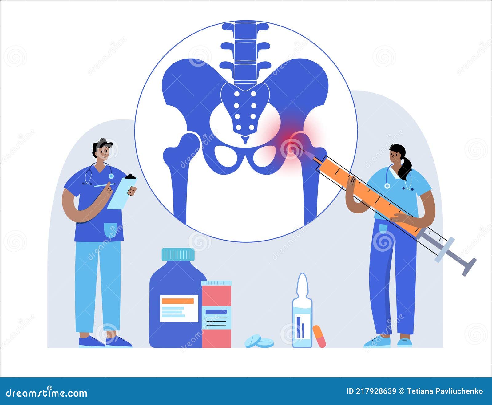 Hip joint injection stock vector. Illustration of pain - 217928639