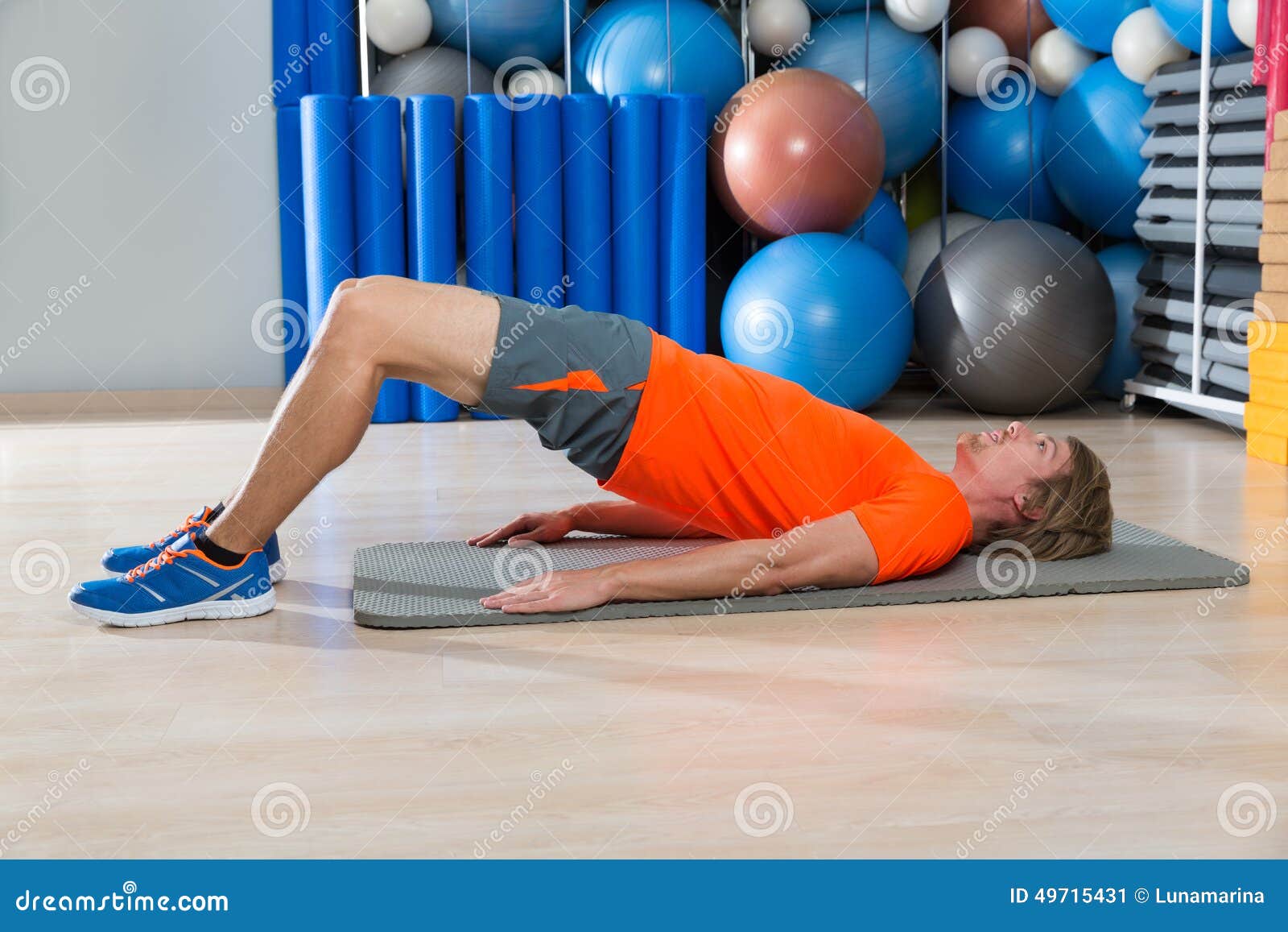 Woman Doing Exercise with Hip Lift. Stock Vector - Illustration of