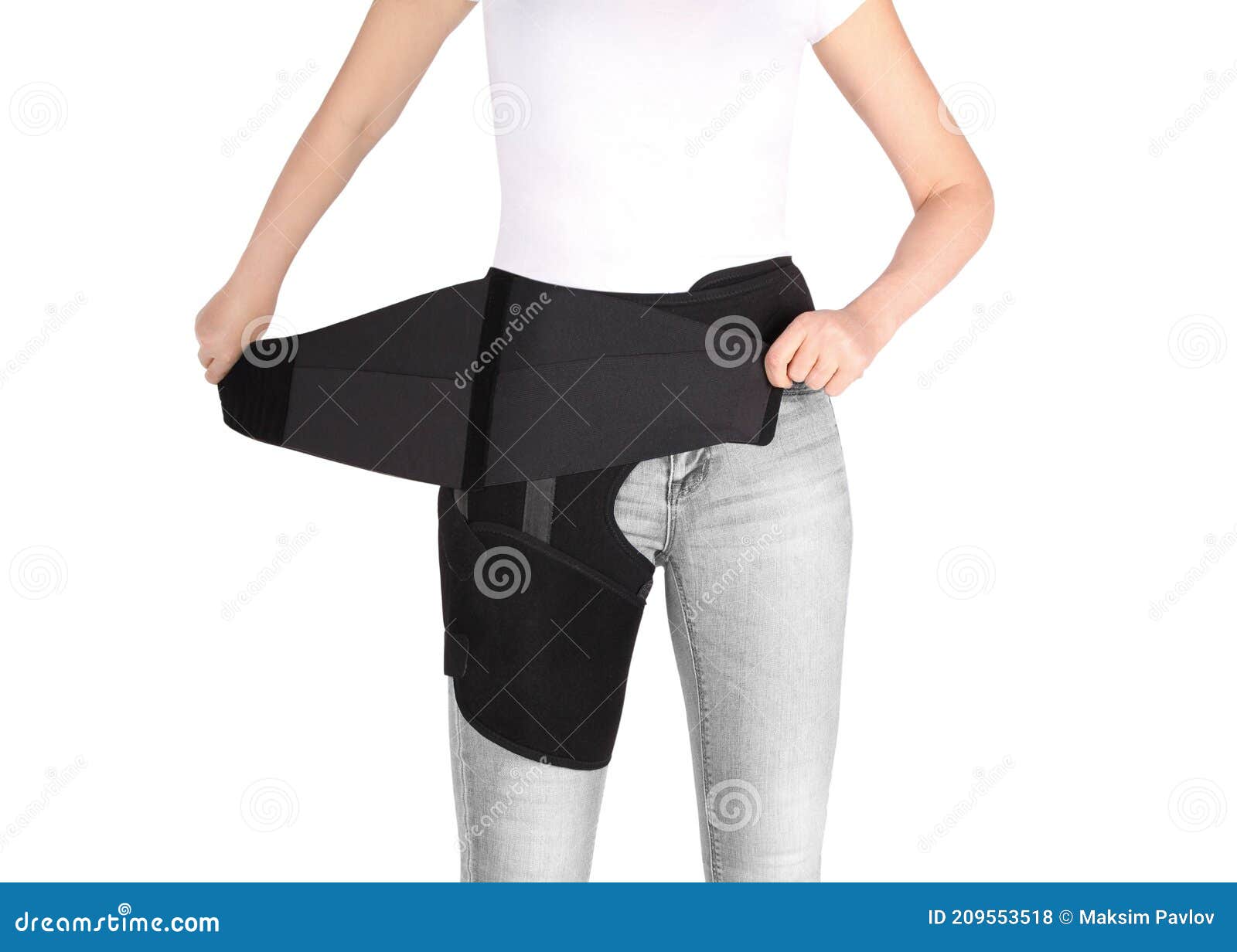 Hip Support Brace. Bandage Protector on the Hip Joint. Medical