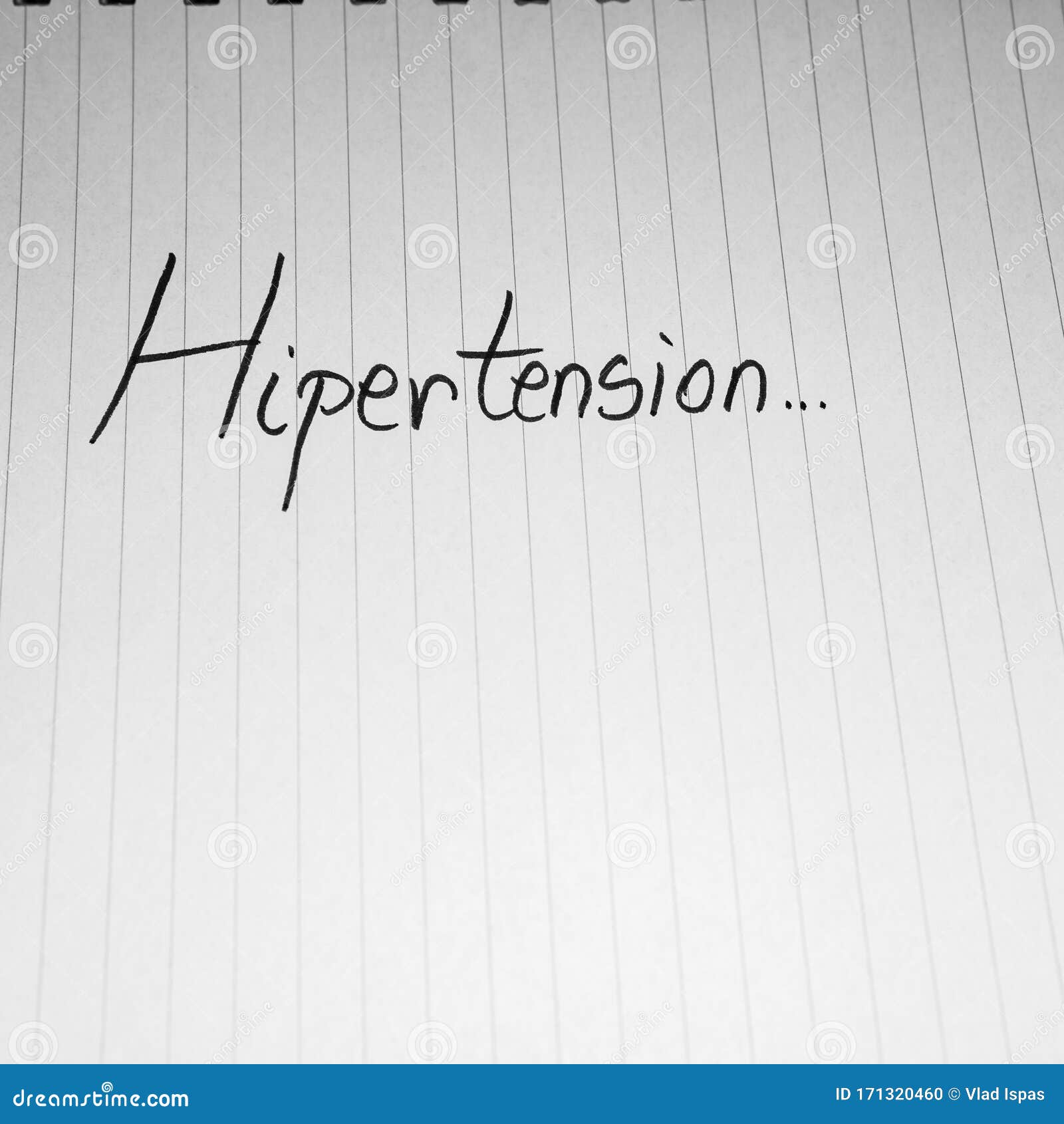 hipertension handwriting  text on paper, on office agenda. copy space