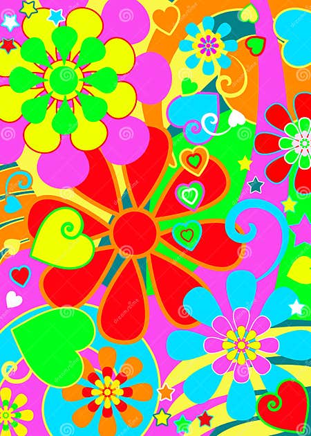 Hippie chic flower power stock illustration. Illustration of power ...