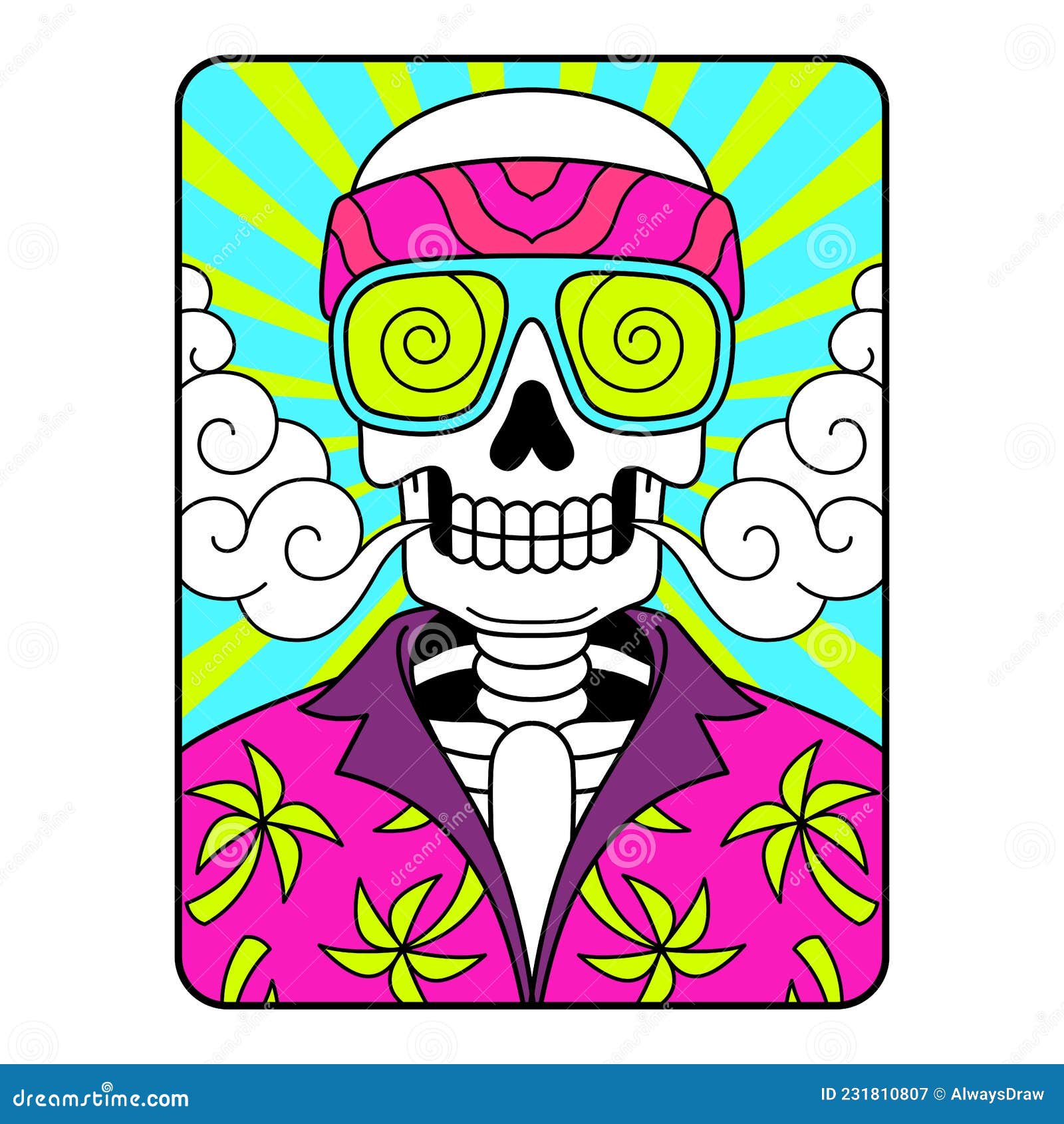 Más temprano lago probable Hippie Esqueleto Con Gafas De Sol Y Color De Bandana Blanco Ilustración del  Vector - Ilustración de camisa, inconformista: 231810807