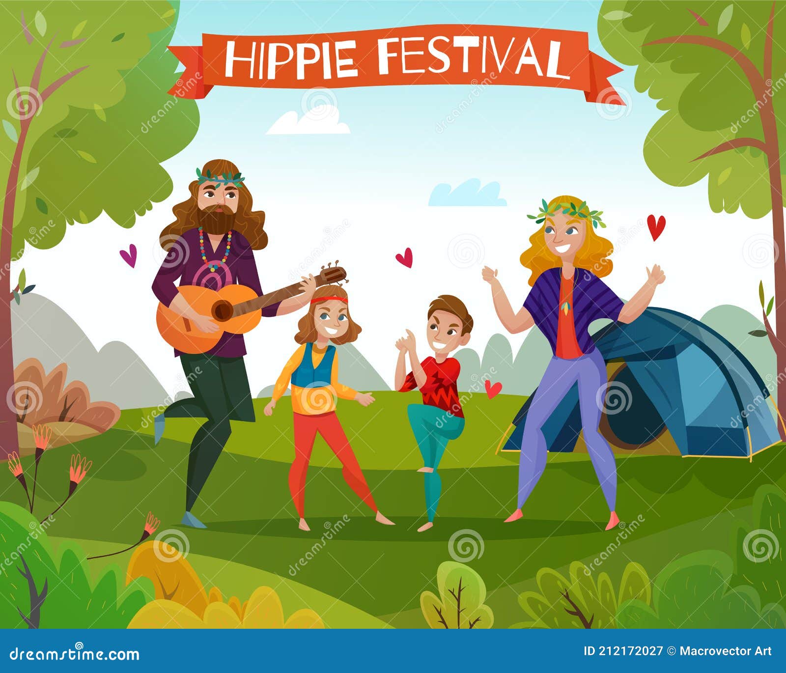 Hippie Festival Cartoon Illustration Stock Vector - Illustration of adult, green: 212172027 Hippie Festival Cartoon Illustration Stock Vector - Illustration of adult, green: 212172027