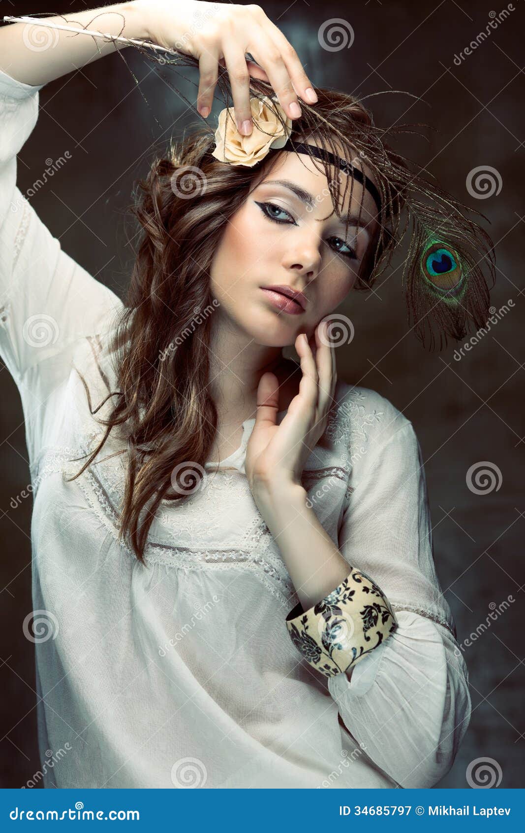 Hippie girl stock image. Image of hair, culture, flower 