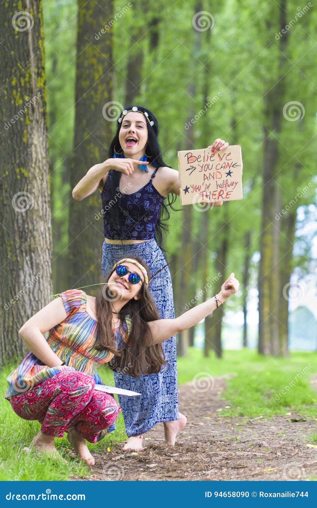 https://thumbs.dreamstime.com/z/hippie-girls-woods-two-hitchhiking-barefoot-forest-romanian-countryside-june-94658090.jpg