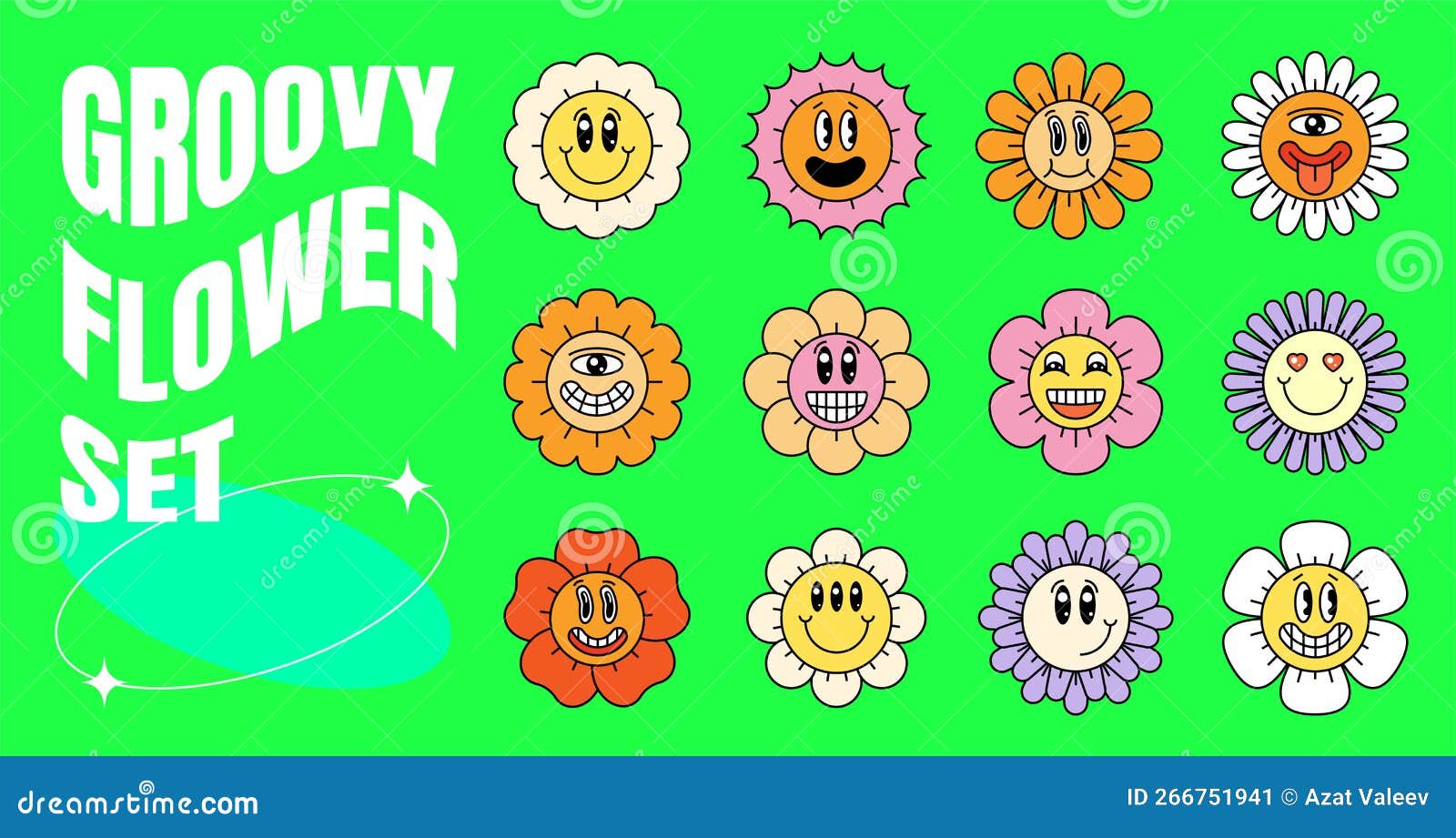 hippie chamomile smiley character set. retro funny daisy collection. hippy psychedelic smile flower faces. positive