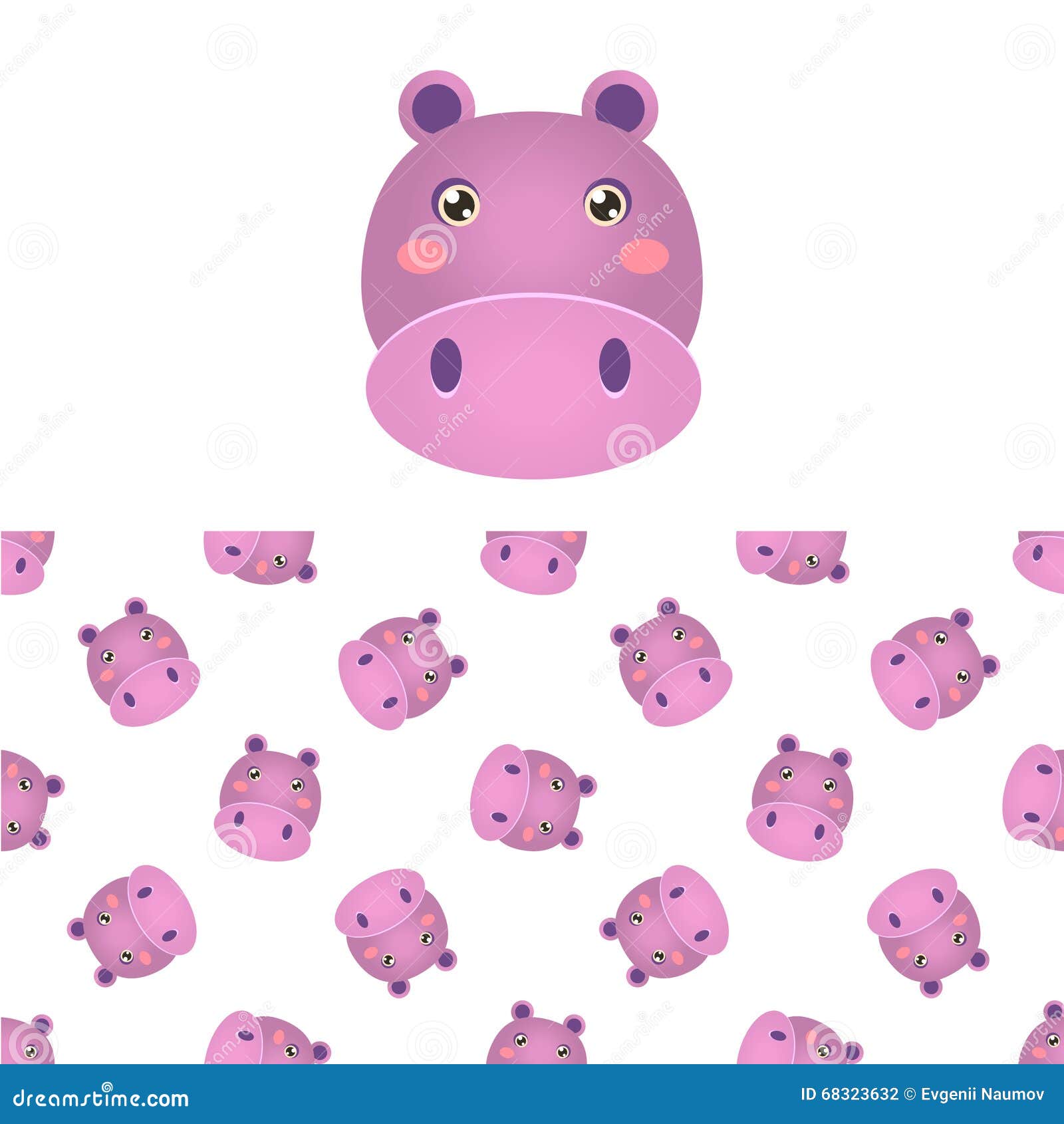 hippo head icon and pattern