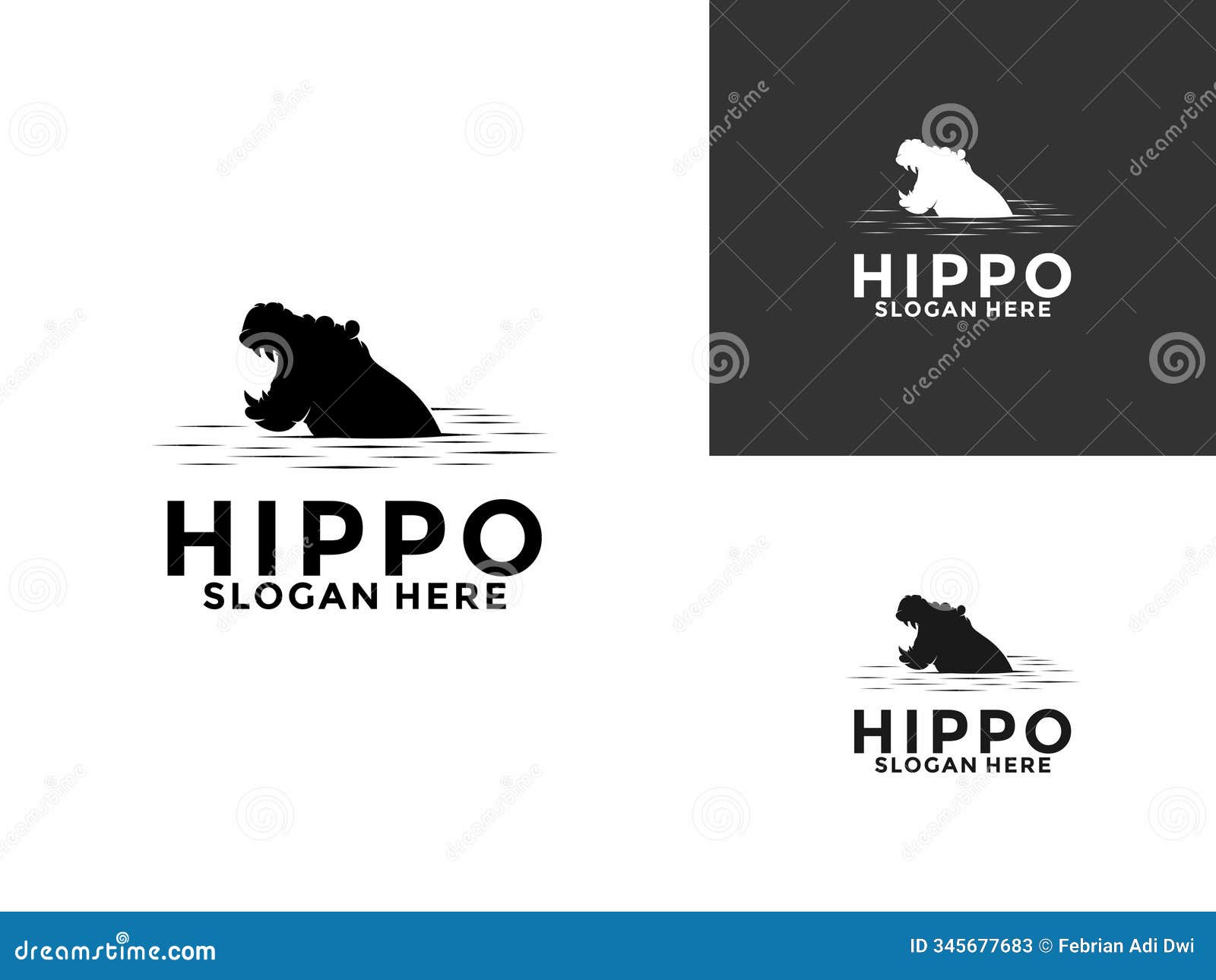 hippo logo   silhouette , hippopotamus animal modern logo  template