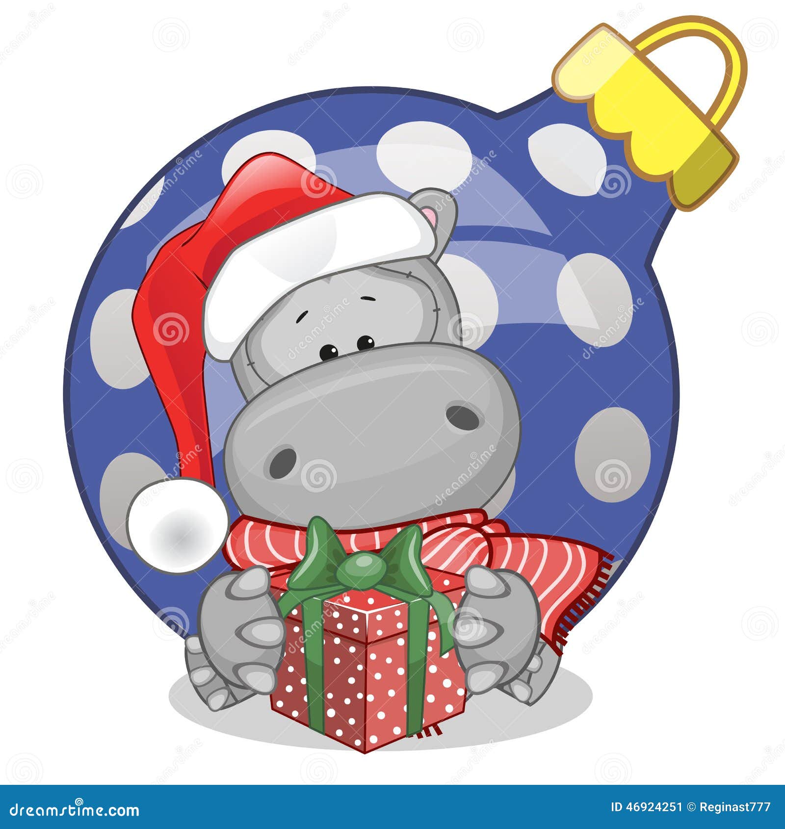 hippo in a santa hat