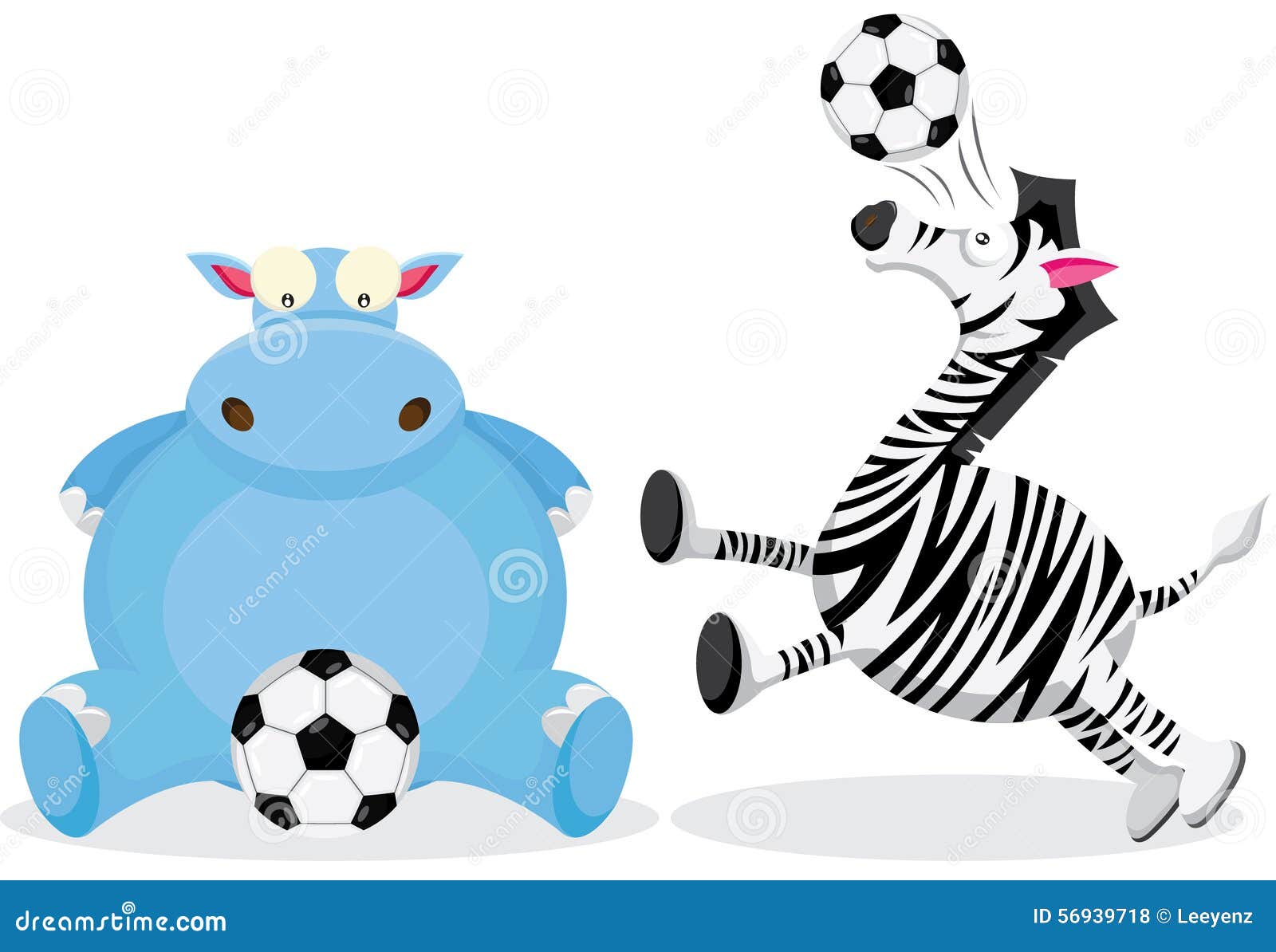 Hippo And Zebra Play With Soccer Ball Stock Vector Image 56939718
