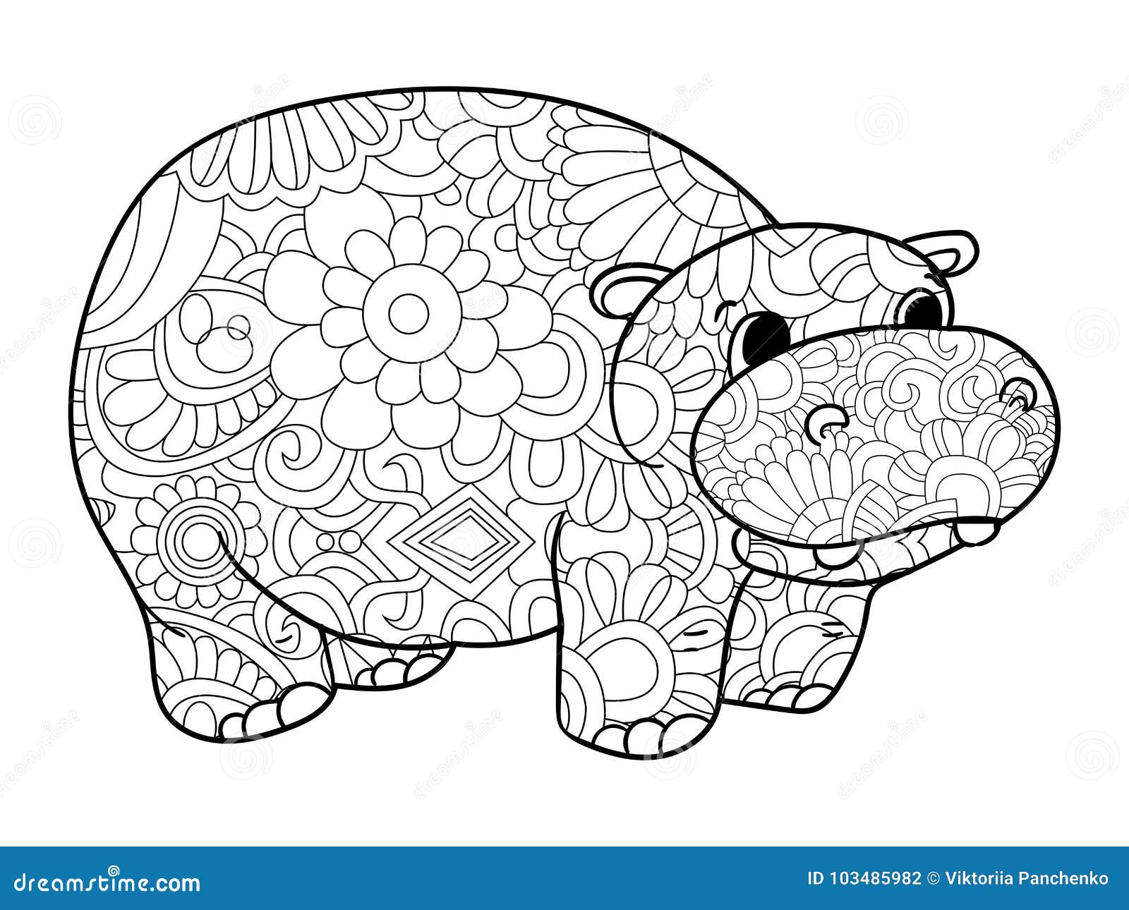 hippopotamus coloring  for adults animal