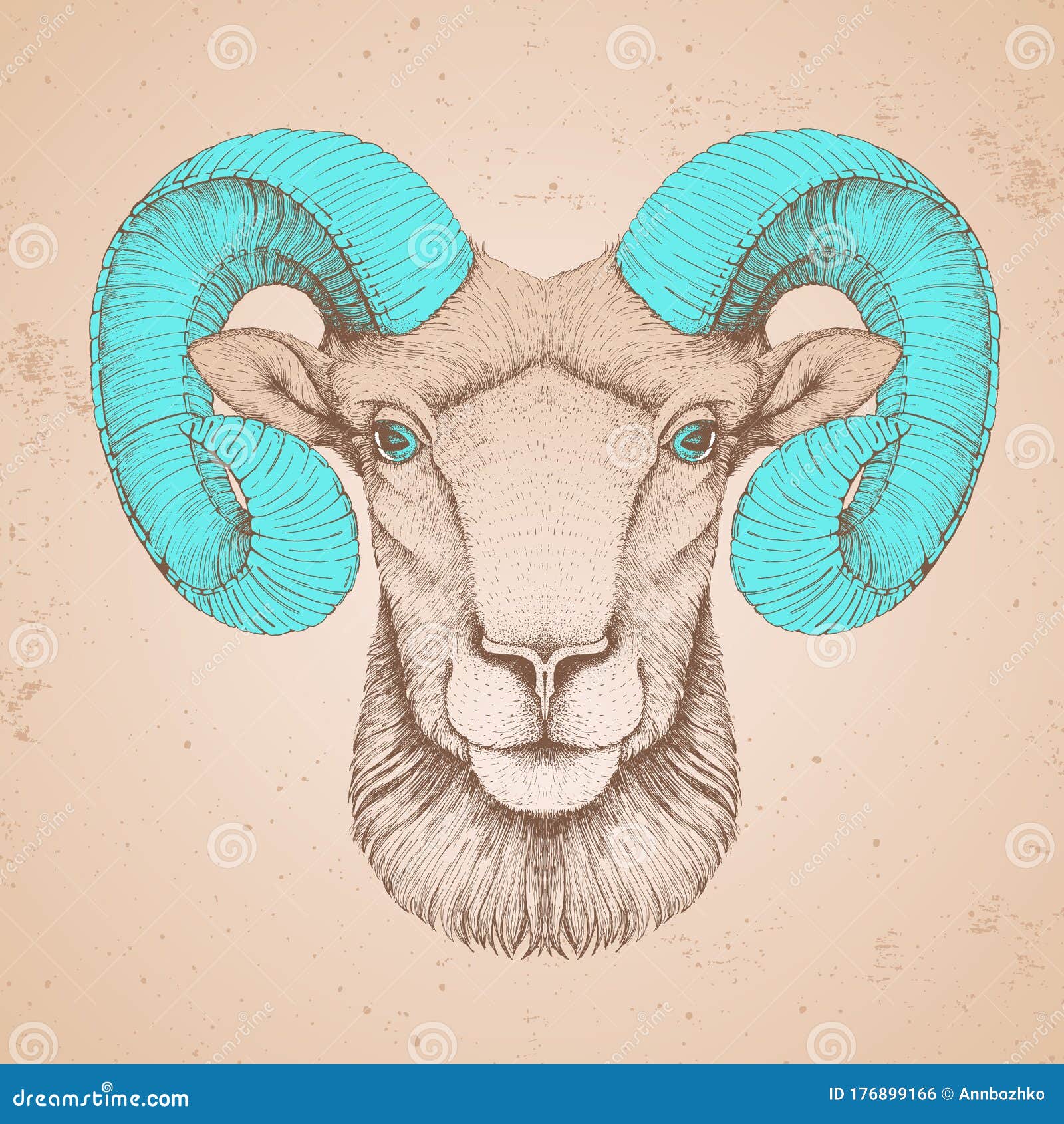 Hipster Animal Head of Ram or Mouflon. Hand Drawing Muzzle of Ram Stock  Vector - Illustration of artistic, nose: 176899166