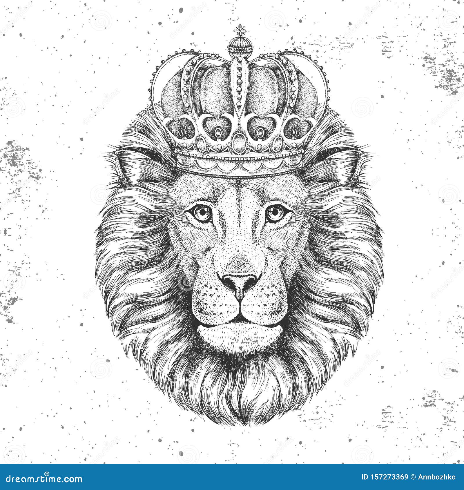 Hipster Animal Lion In Crown. 