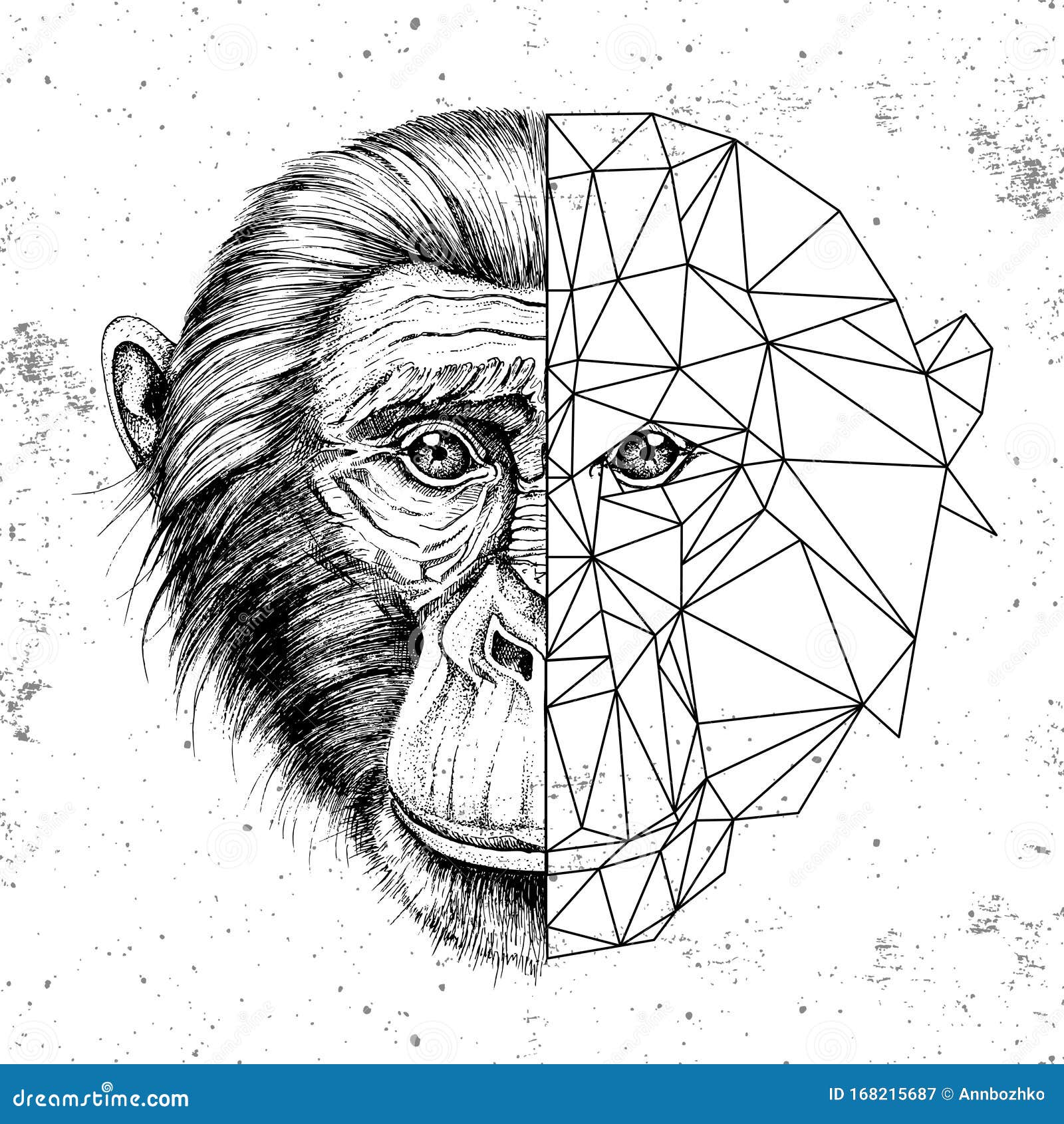 Hipster Animal Realistic And Polygonal Monkey Face Triangle Animal Stock Vector Illustration Of Grunge Drawing