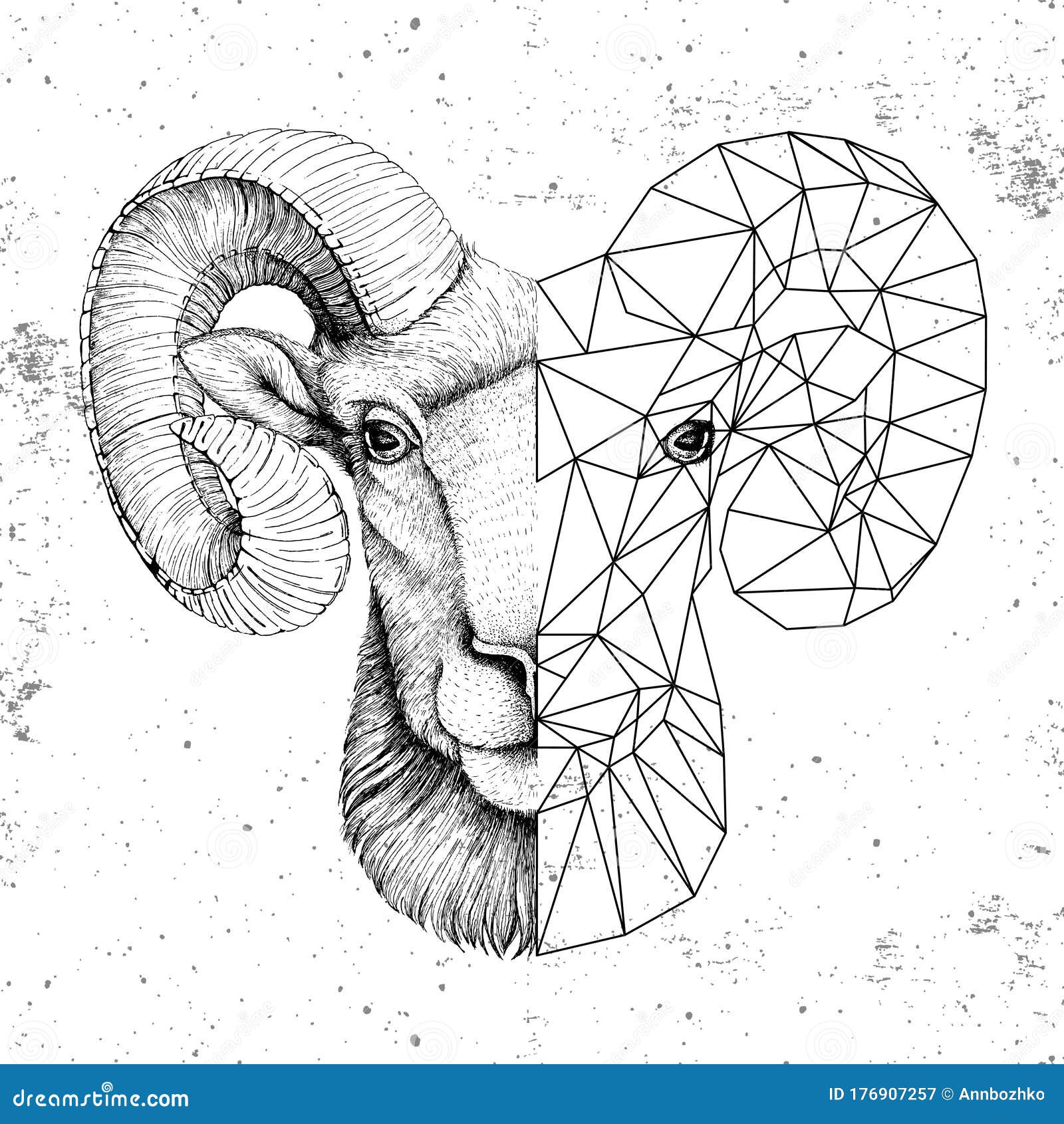 Hipster Animal Realistic and Polygonal Ram or Mouflon Face on Grunge  Background. Astrology Zodiac Sign Aries Stock Vector - Illustration of  mouflon, mystery: 176907257