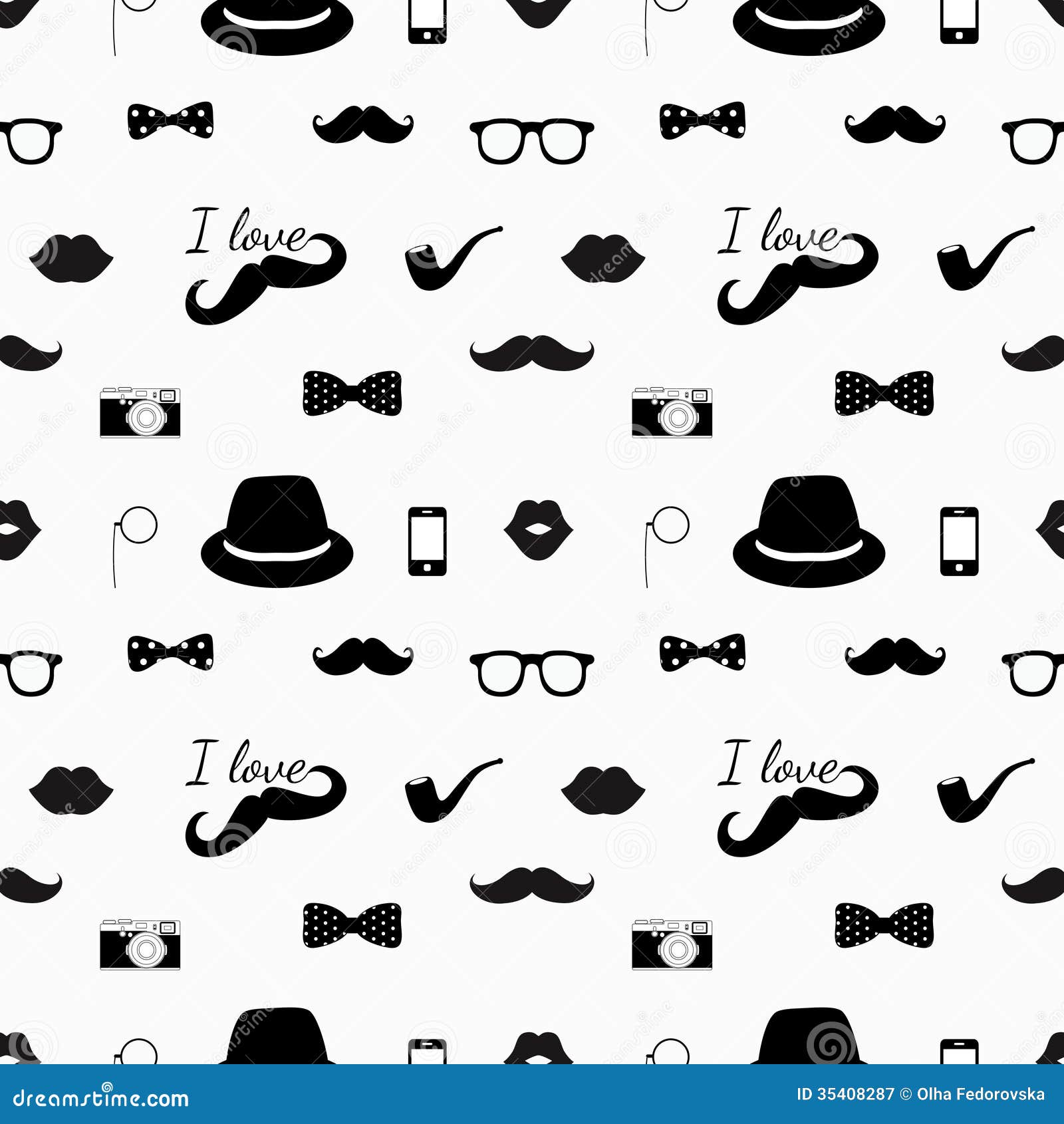  Hipster  Black  And White  Seamless Pattern  Stock Vector 
