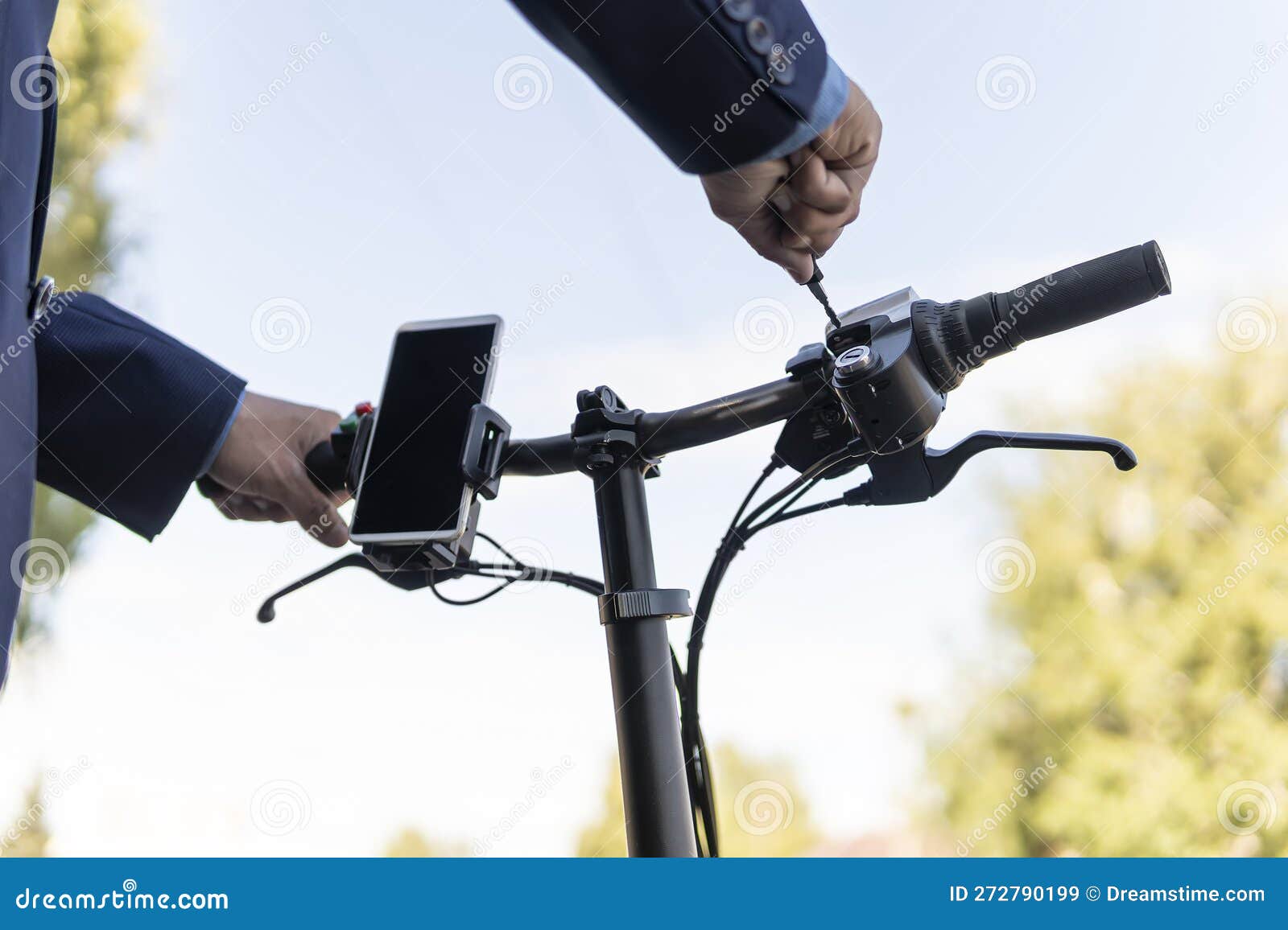 A New Modern Alternative Mode of Transport. Eco-friendly Electric Bike.  Hipster Businessman Commuter with Electric Stock Image - Image of office,  business: 272790199