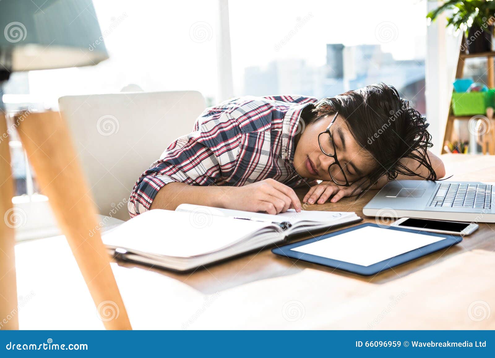 Hipster Businessman Falling Asleep On Desk Stock Image Image Of