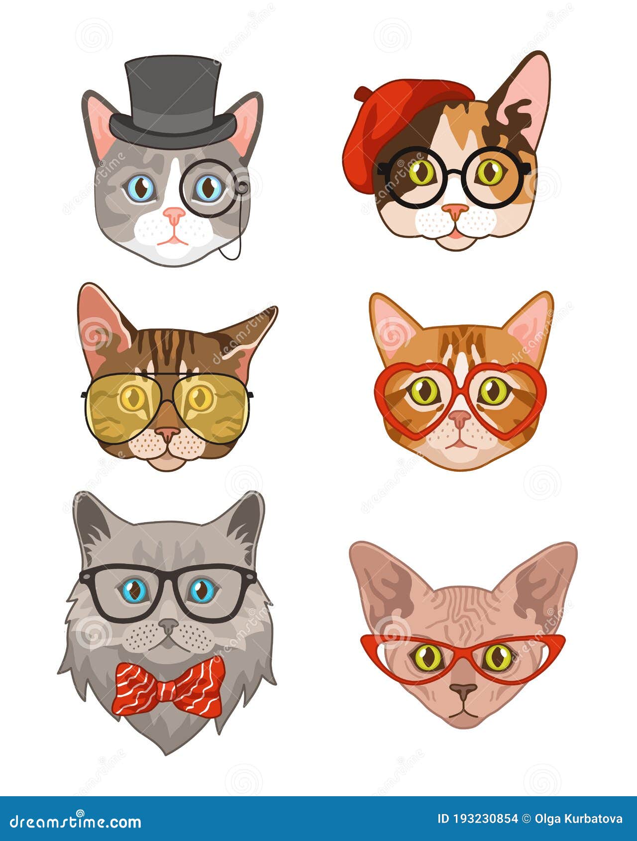 Hipster Cat. Funny Cats Avatar with Hats and Bow Tie, Glasses and Sunglasses, Animals Portrait Fashion Characters Stock Vector - Illustration of isolated, animal: 193230854 Hipster Cat. Funny Cats Avatar with Hats and Bow Tie, Glasses and Sunglasses, Animals Portrait Fashion Characters Stock Vector - Illustration of isolated, animal: 193230854