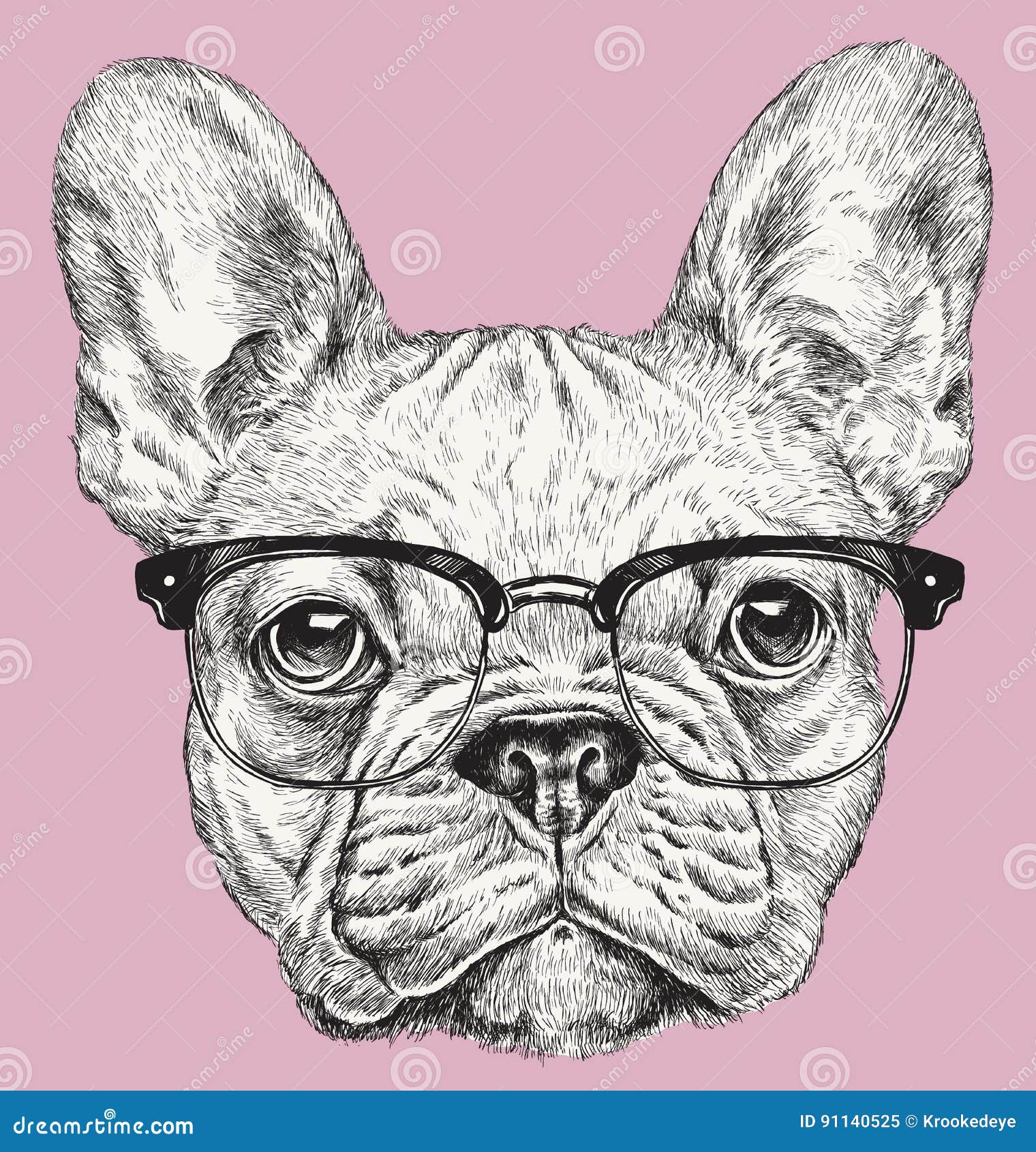 hipster geek french bulldog  