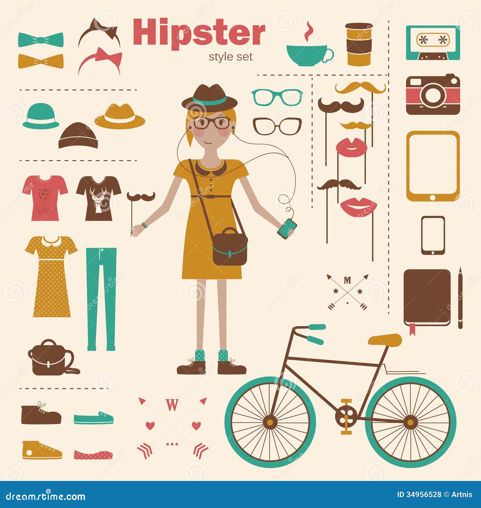 Hipster Girl Infographic Concept Background with I Stock Vector -  Illustration of design, communication: 34956528