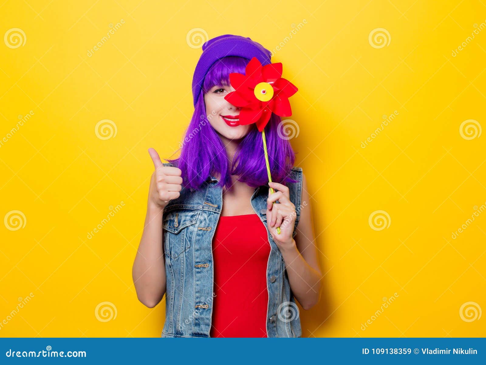 blue and purple pinwheel hair