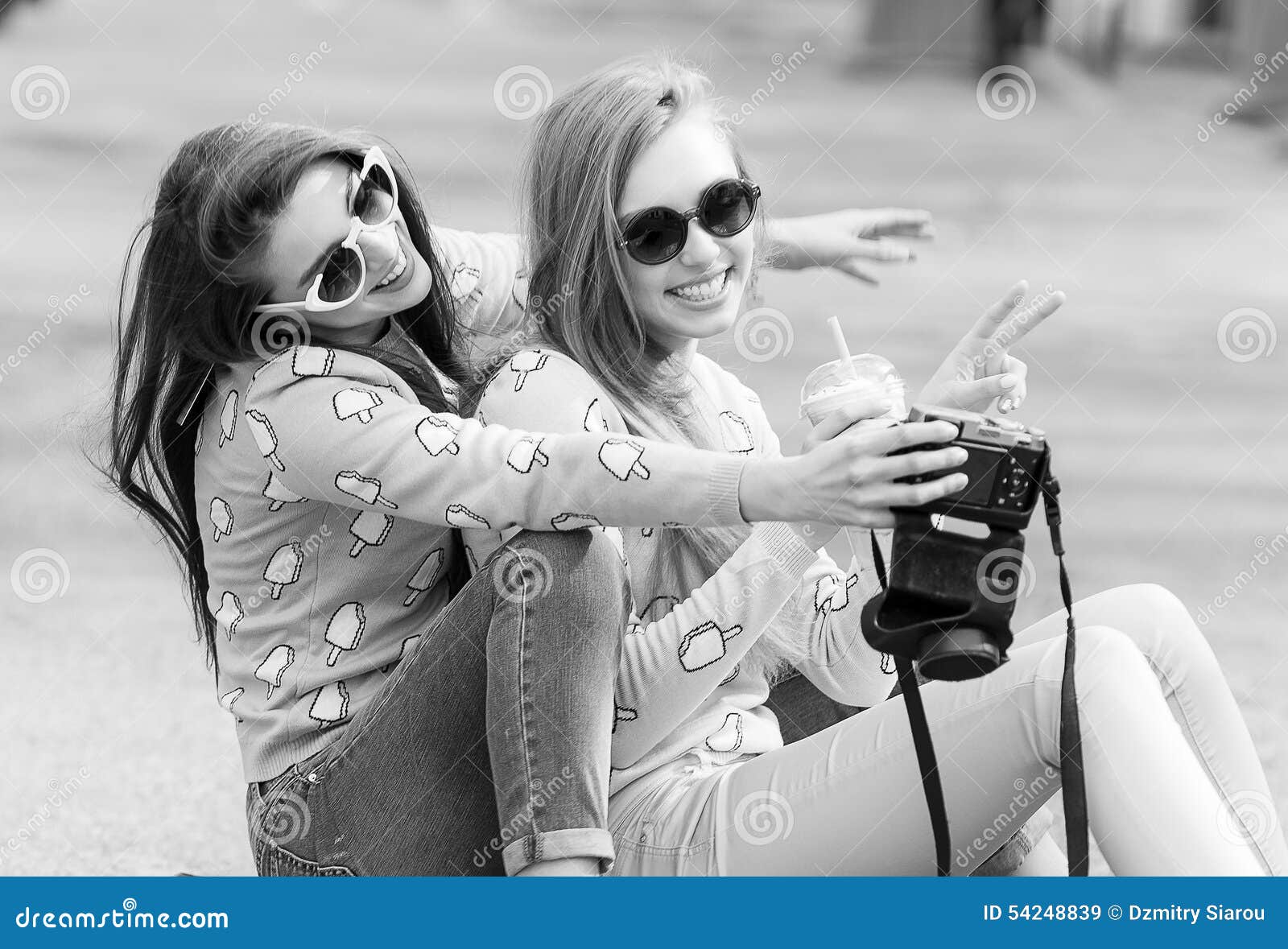 Hipster Girlfriends Taking A Selfie In Urban City Stock Image Image