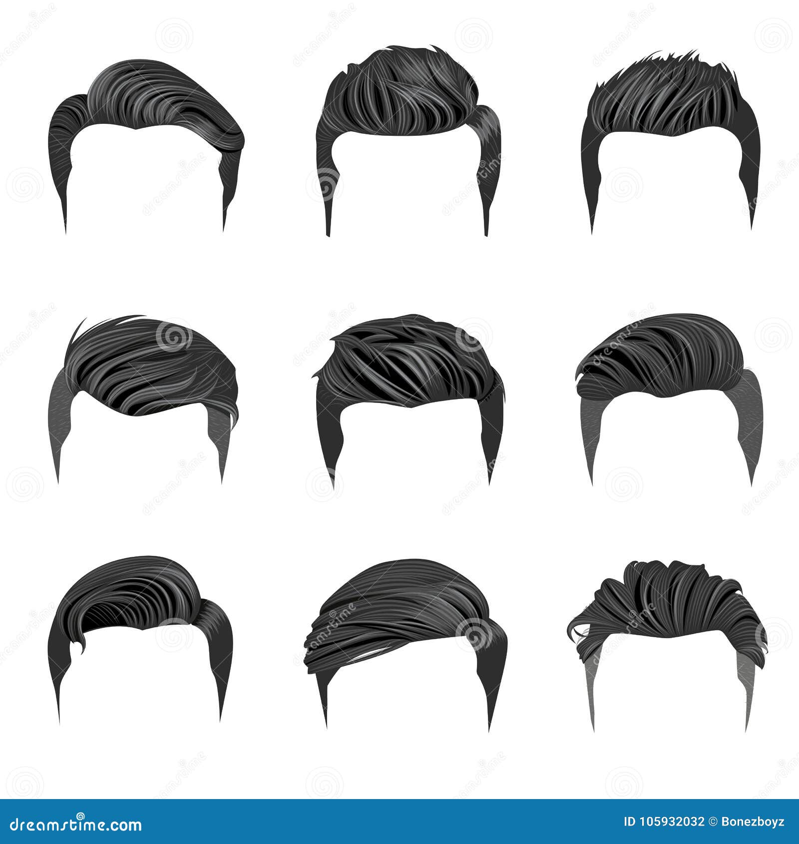 Set Of Men S Hairstyles Stock Vector Illustration Of Quiff