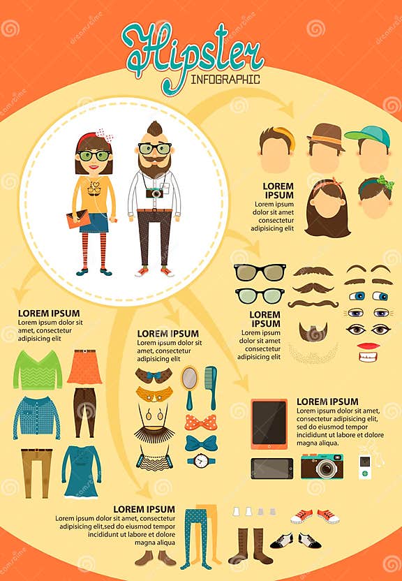 Hipster Infographics with Fashion Design Elements Stock Vector ...