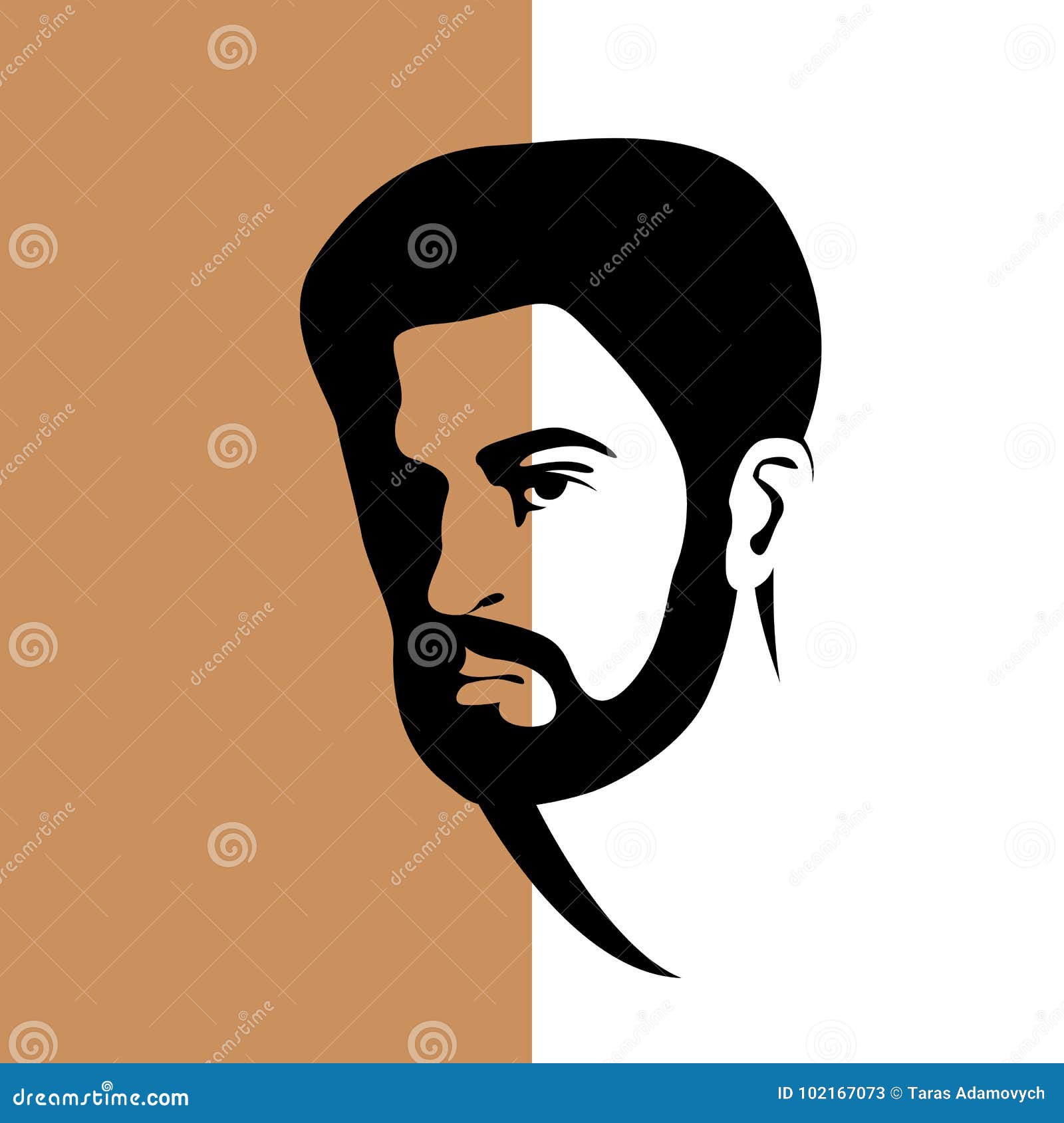 Hipster Men Head Face Vector Illustration Profile Stock