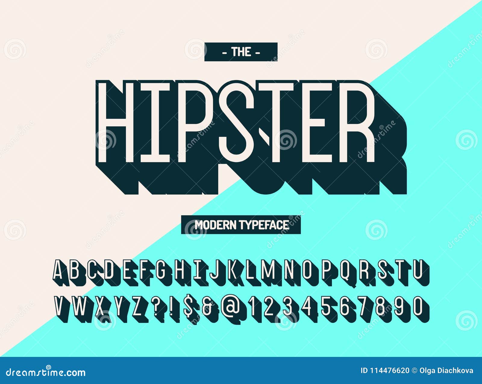 Hipster Modern Typeface 3d Style. Cool Font Stock Vector - Illustration ...