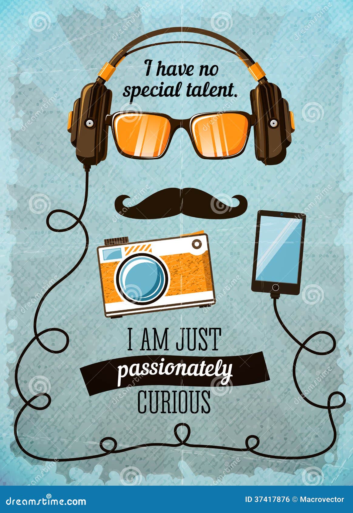 Hipster Poster with Vintage Accessories and Items Stock Vector