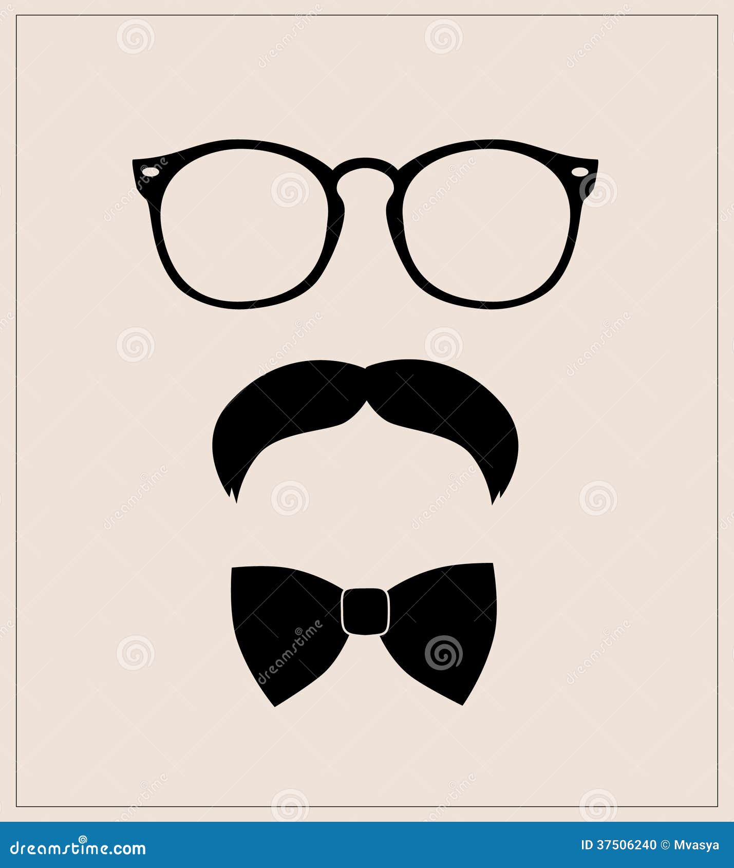 hipster style set bowtie, glasses and mustaches.  abstract  background