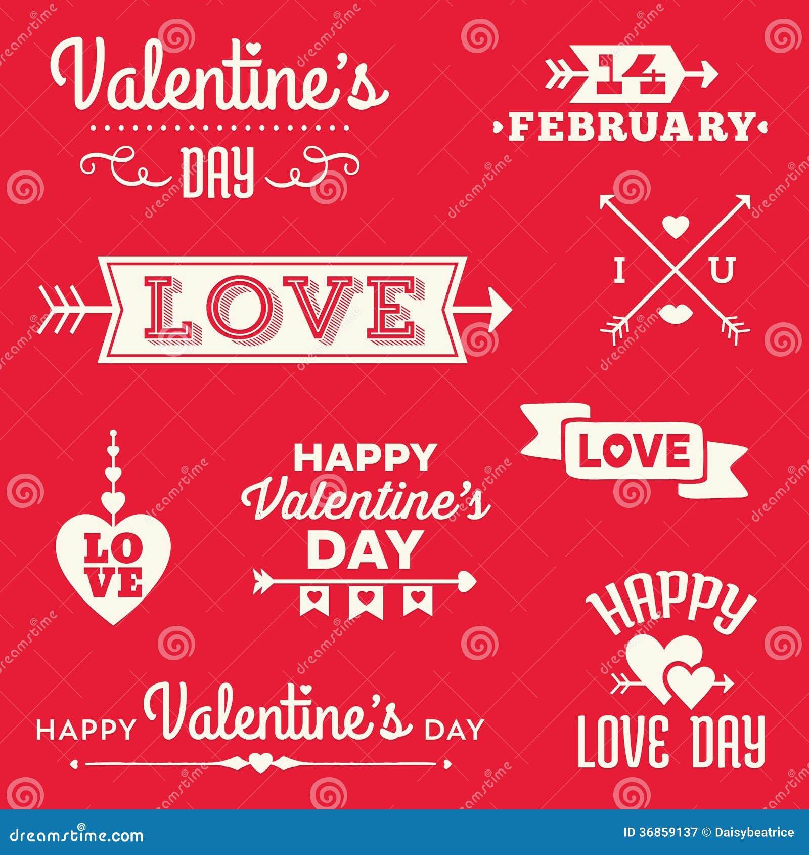 Hipster Valentines Day Typographic Banners And Messages Royalty Free Stock Photography ...