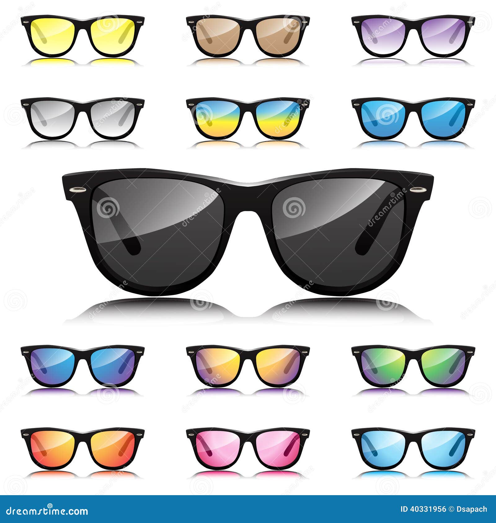 Hipster Various Sunglasses Set Stock Vector Illustration of object