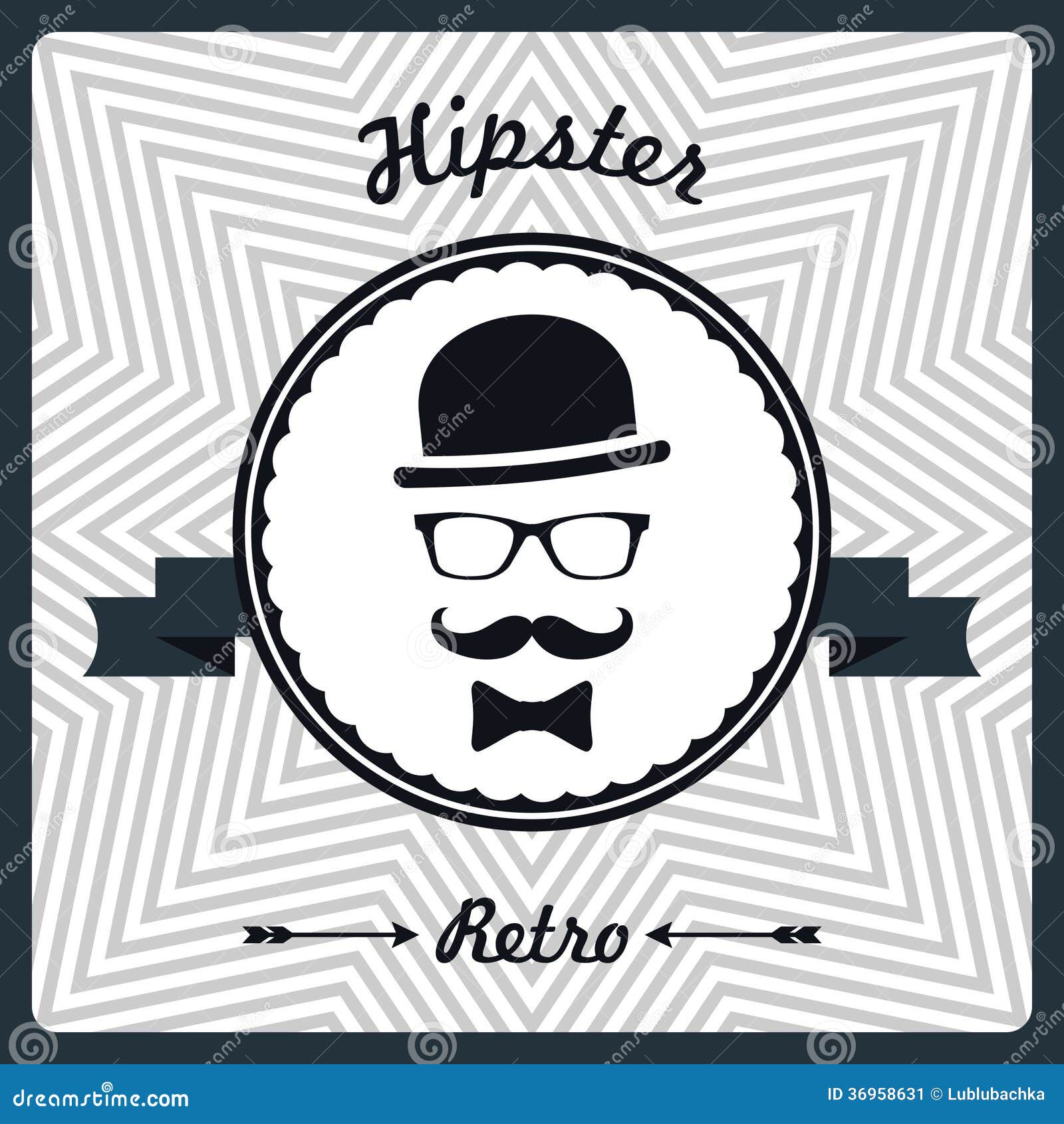 Hipster Vintage Background With Man Face Silhouette Stock 