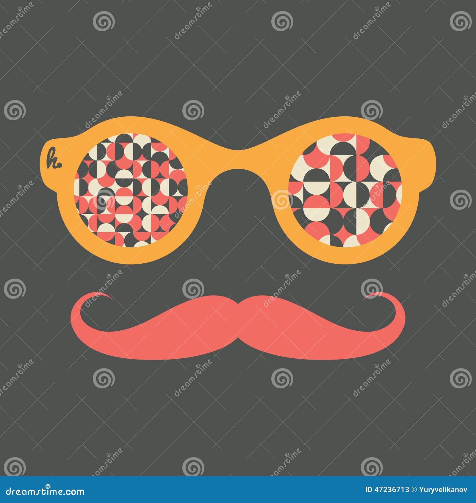 hipster vintage sunglasses with circles and semicircles.