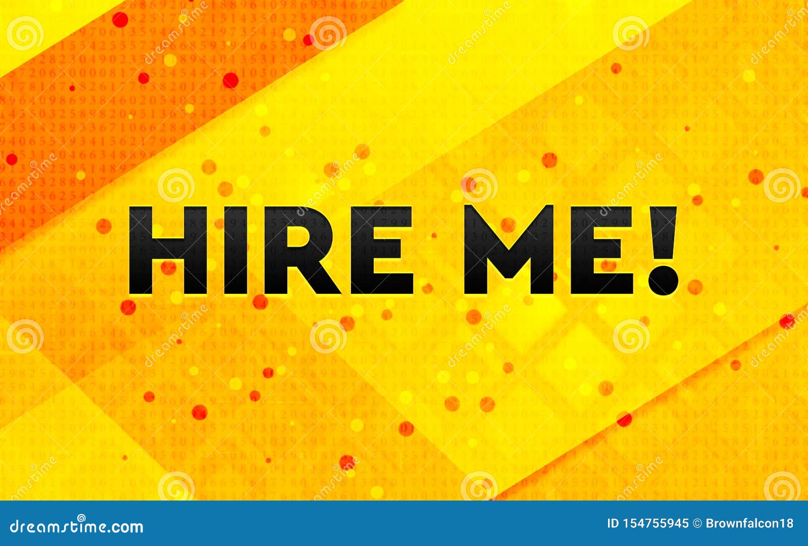 Hire Me! Abstract Digital Banner Yellow Background Stock Illustration