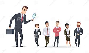 Manager Looking Over Employees Shoulder Cartoon Vector CartoonDealer 