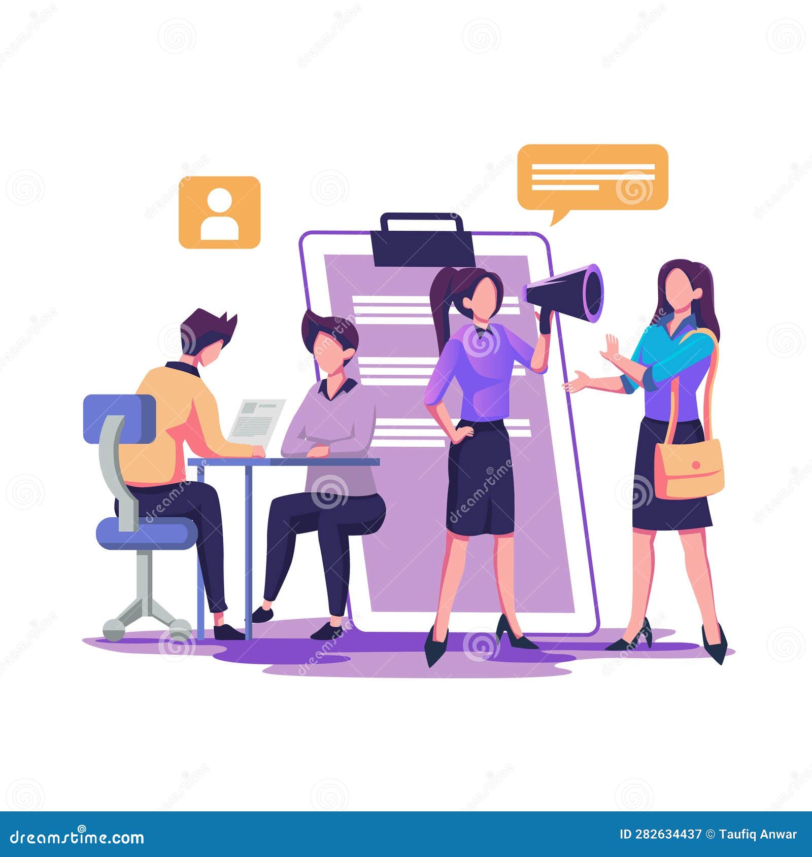 Hiring Employee Flat Style Illustration Design Stock Vector