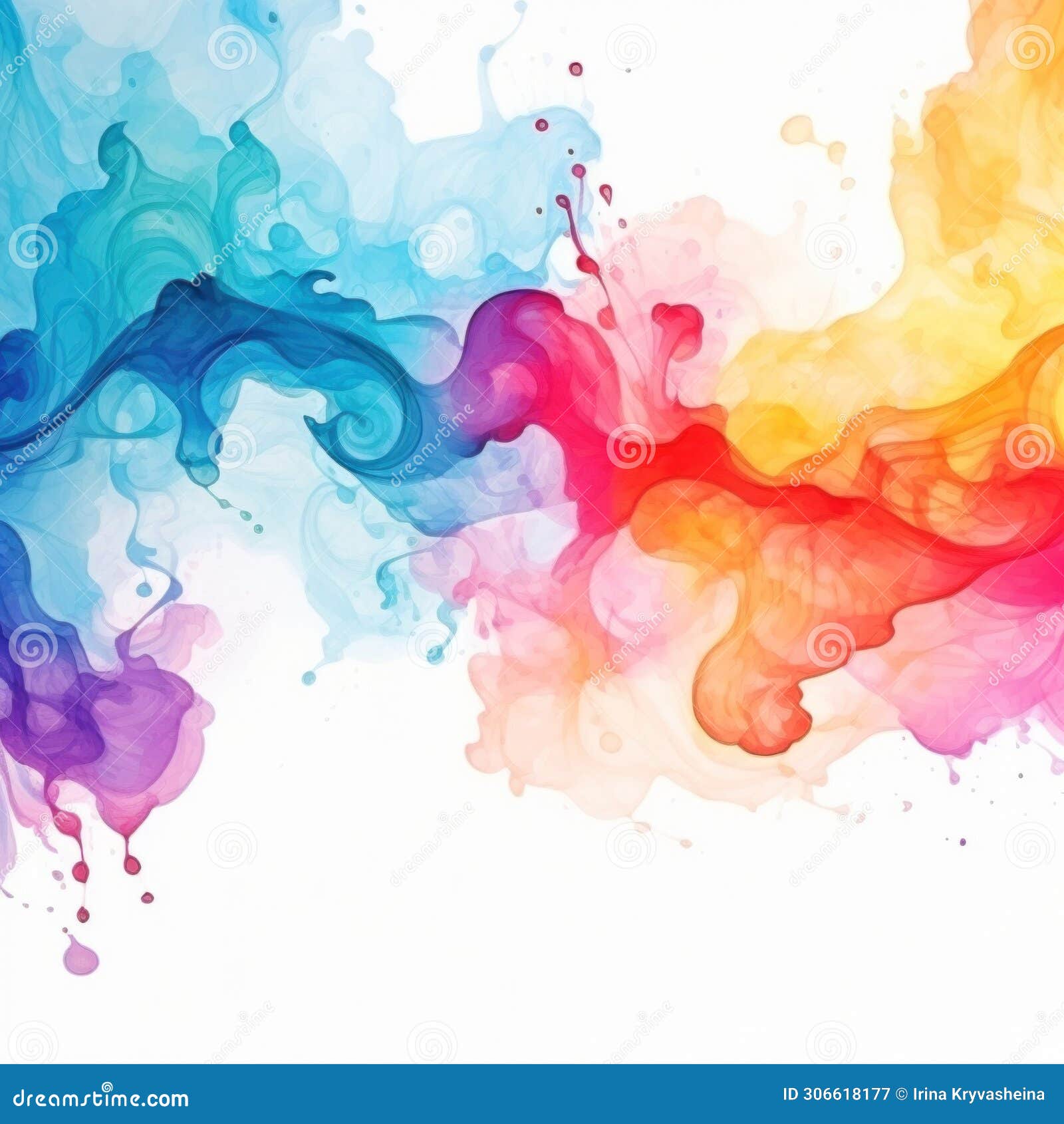 his abstract background features a playful splash of watercolor