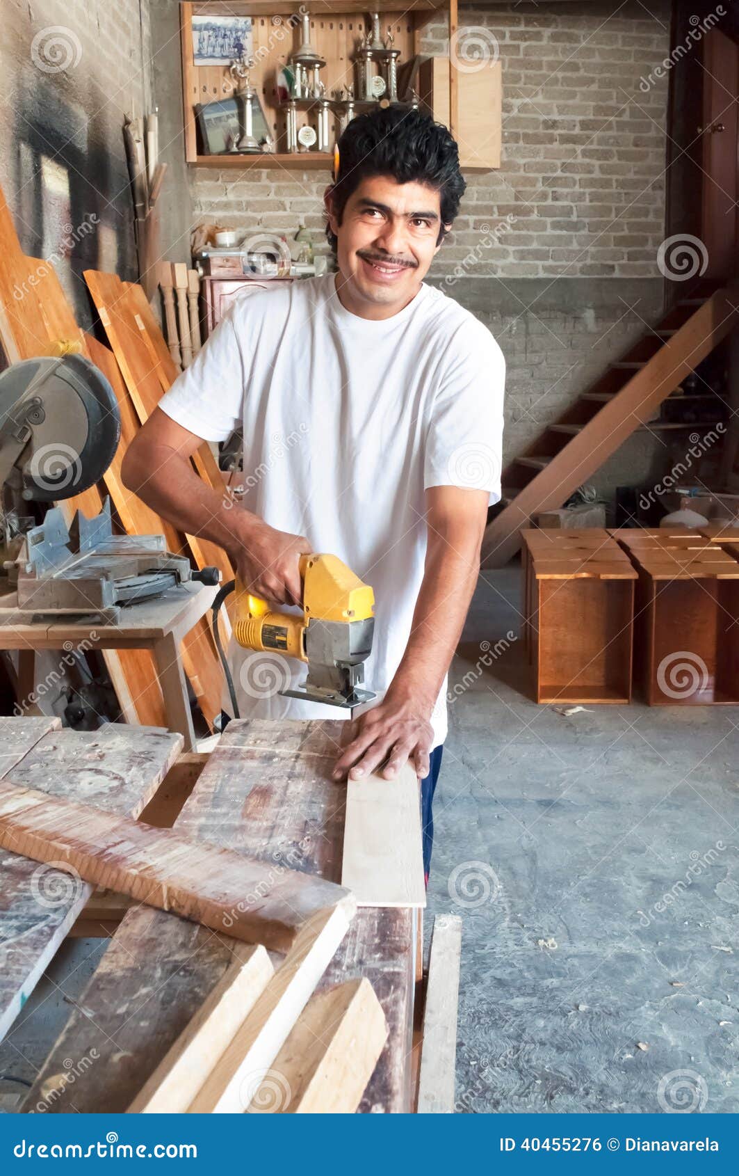 Hispanic carpenter stock photo. Image of warehouse, make 40455276