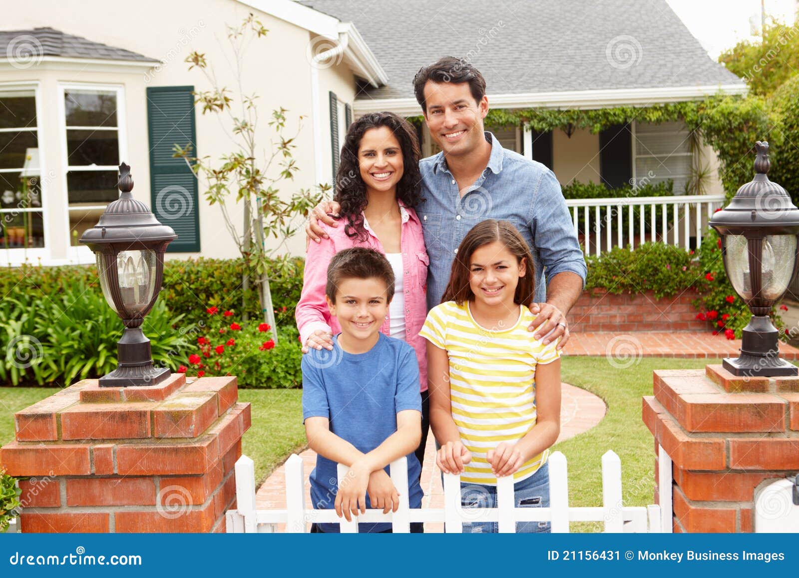 hispanic family outside home